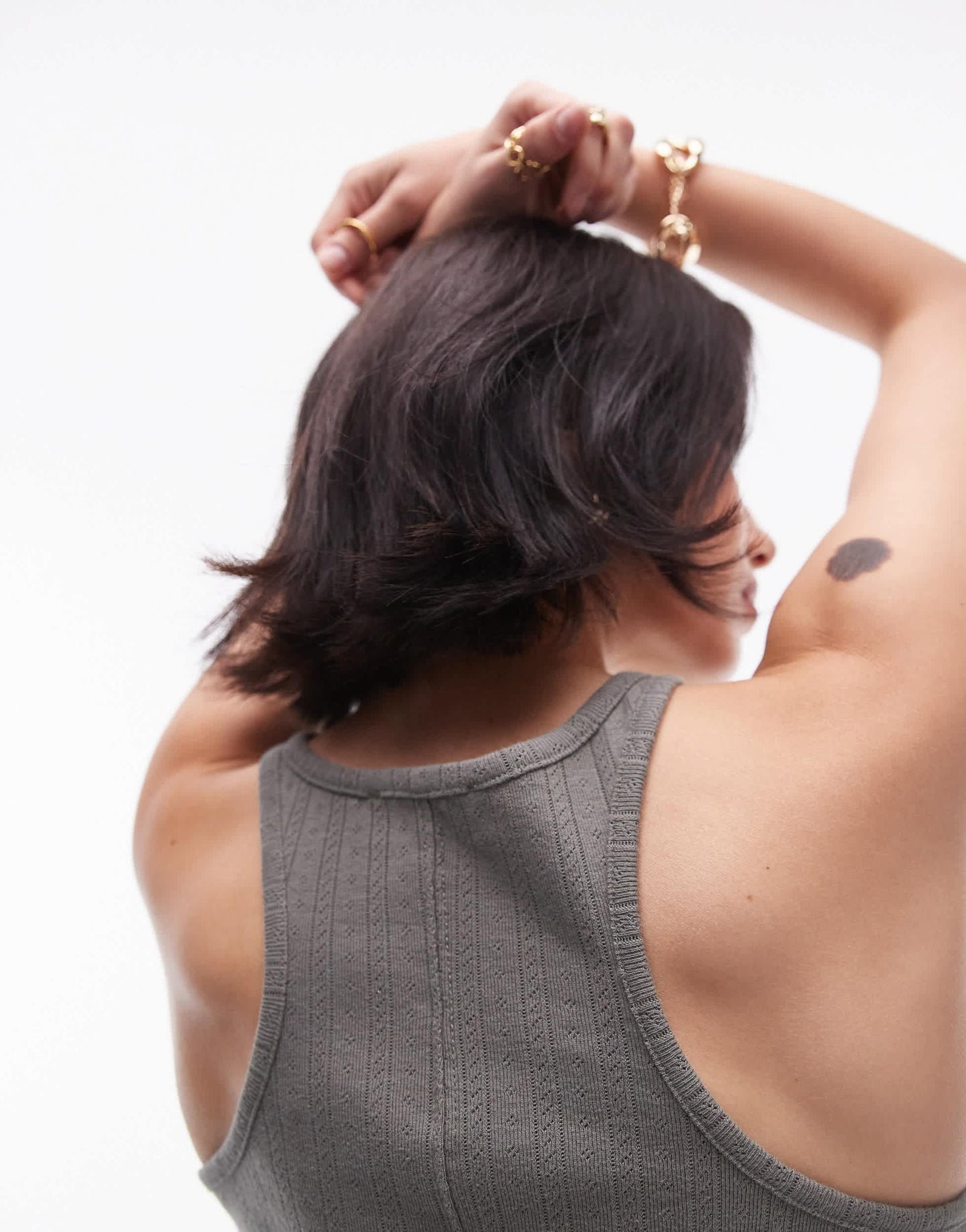 Topshop acid wash poinelle tank in khaki
