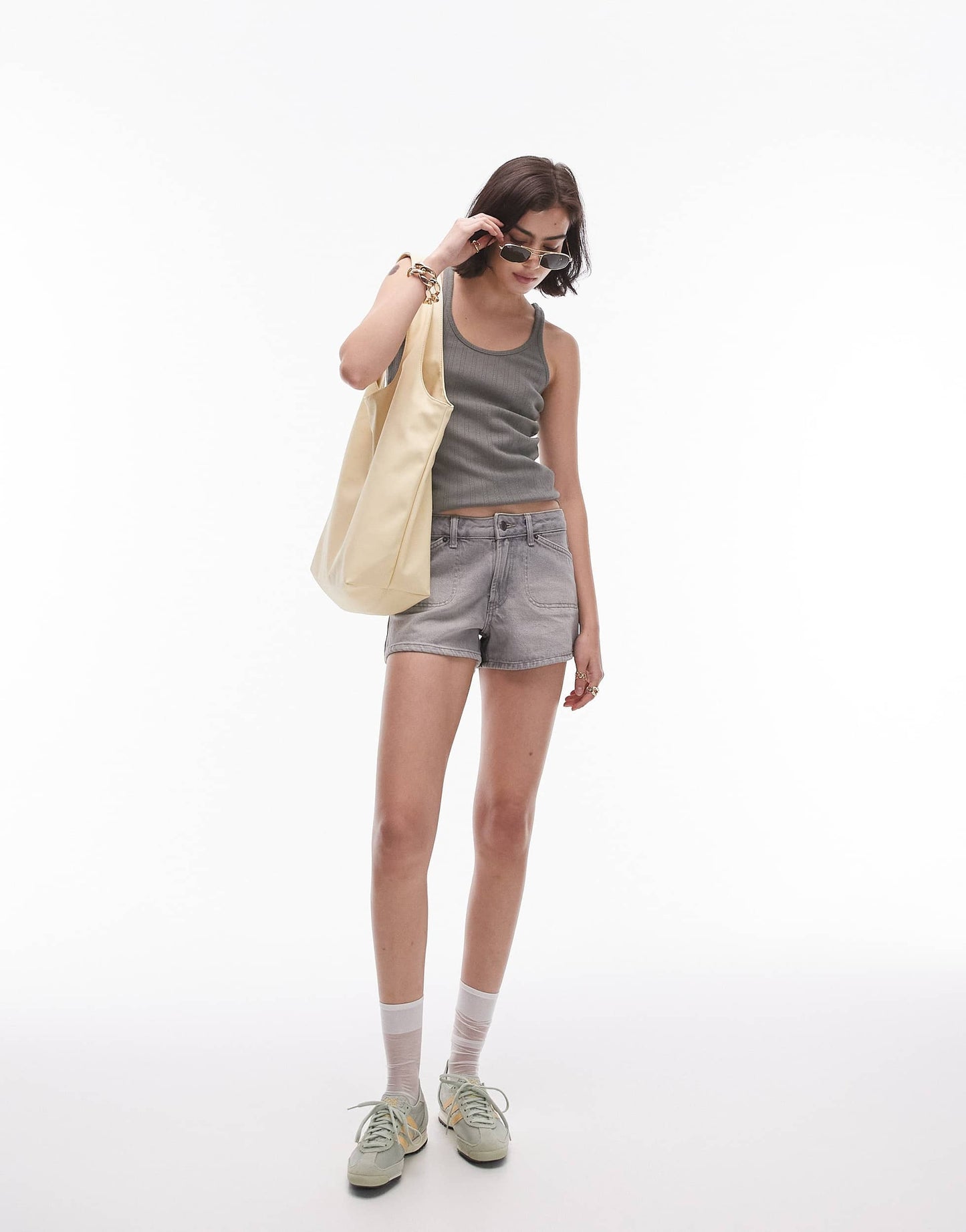 Topshop acid wash poinelle tank in khaki