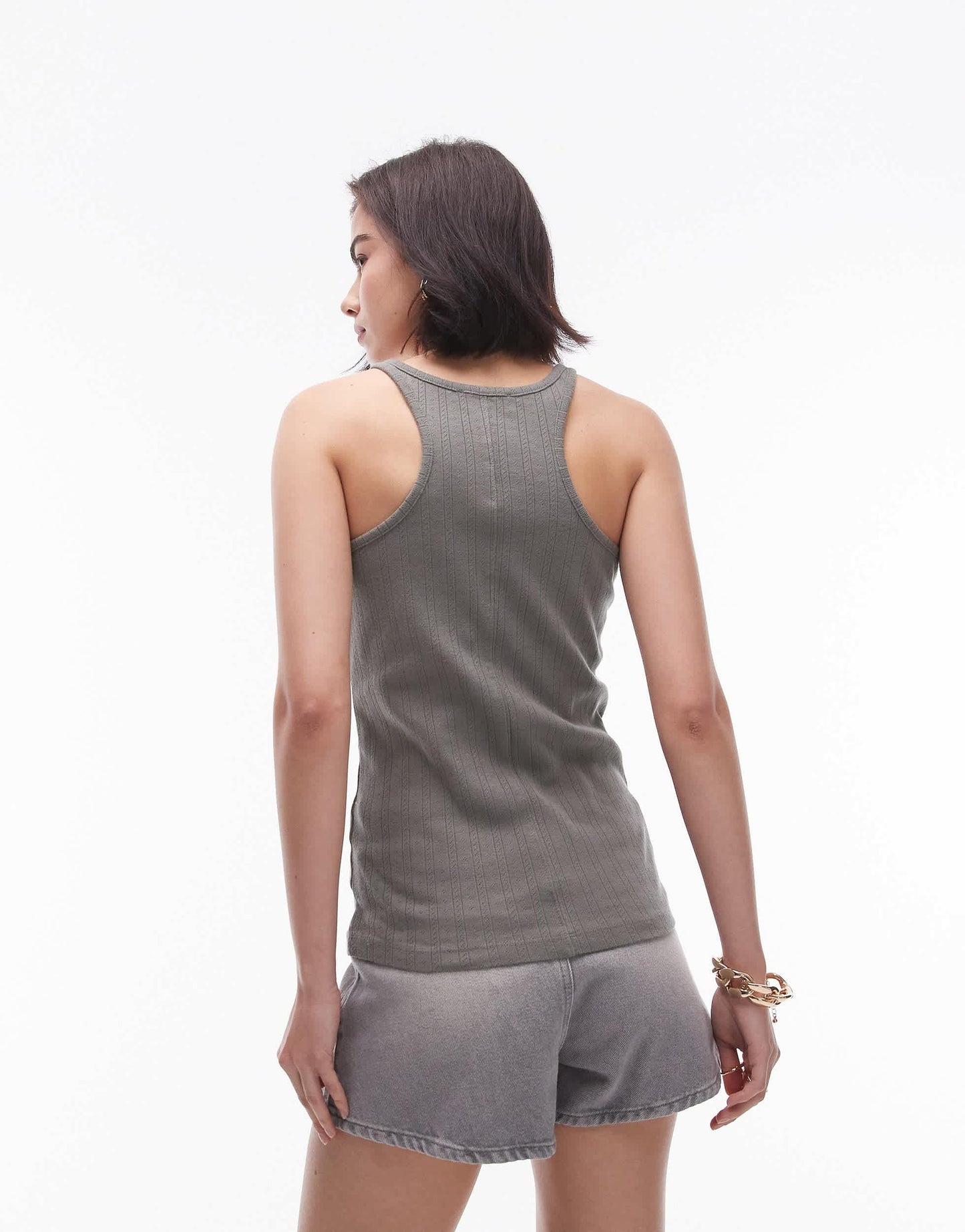 Topshop acid wash poinelle tank in khaki