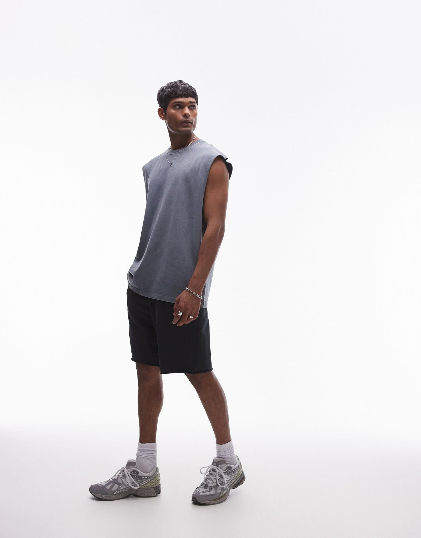 Topman oversized fit sleeveless t-shirt in washed blue
