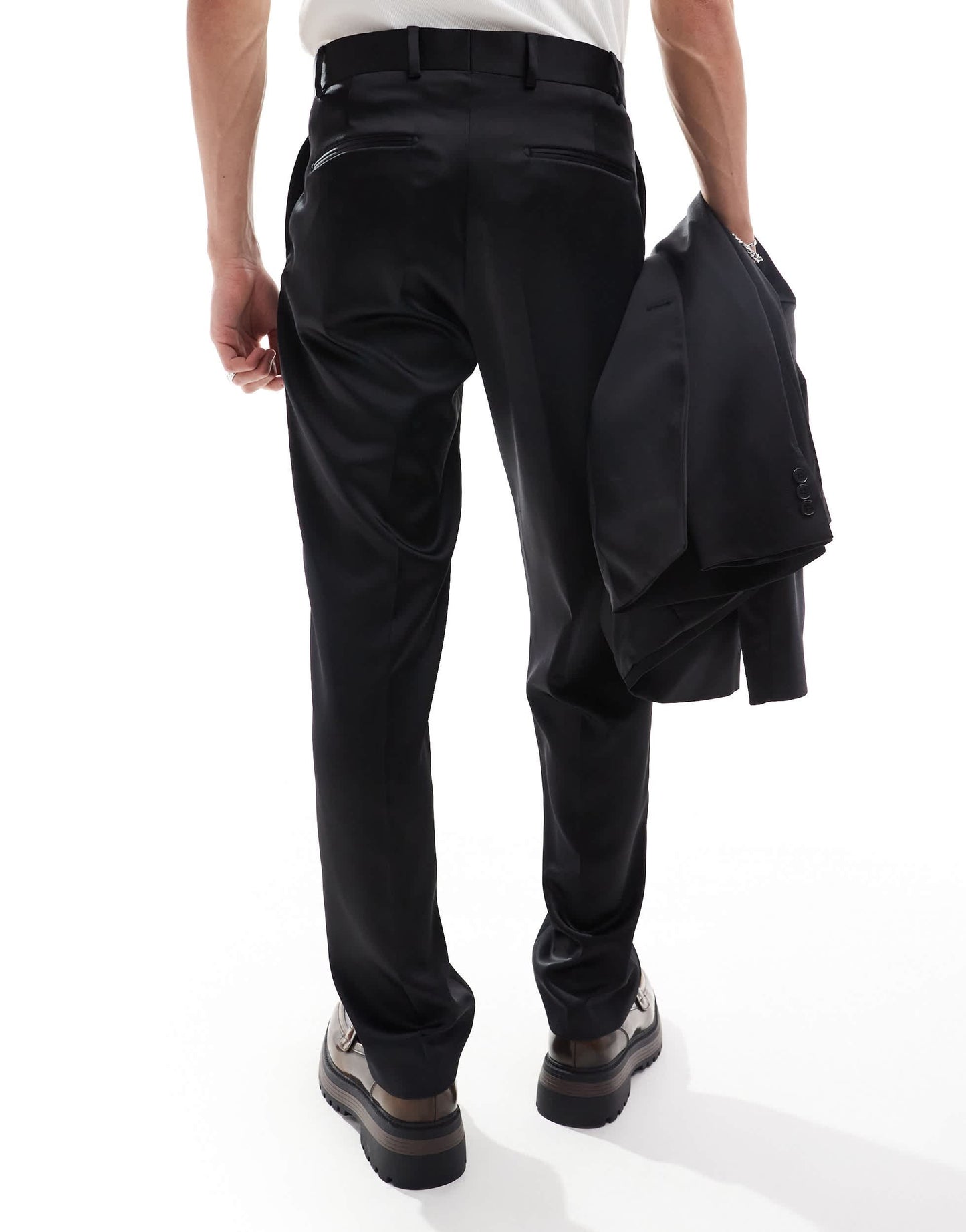 Viggo oversized suit trousers in black high shine