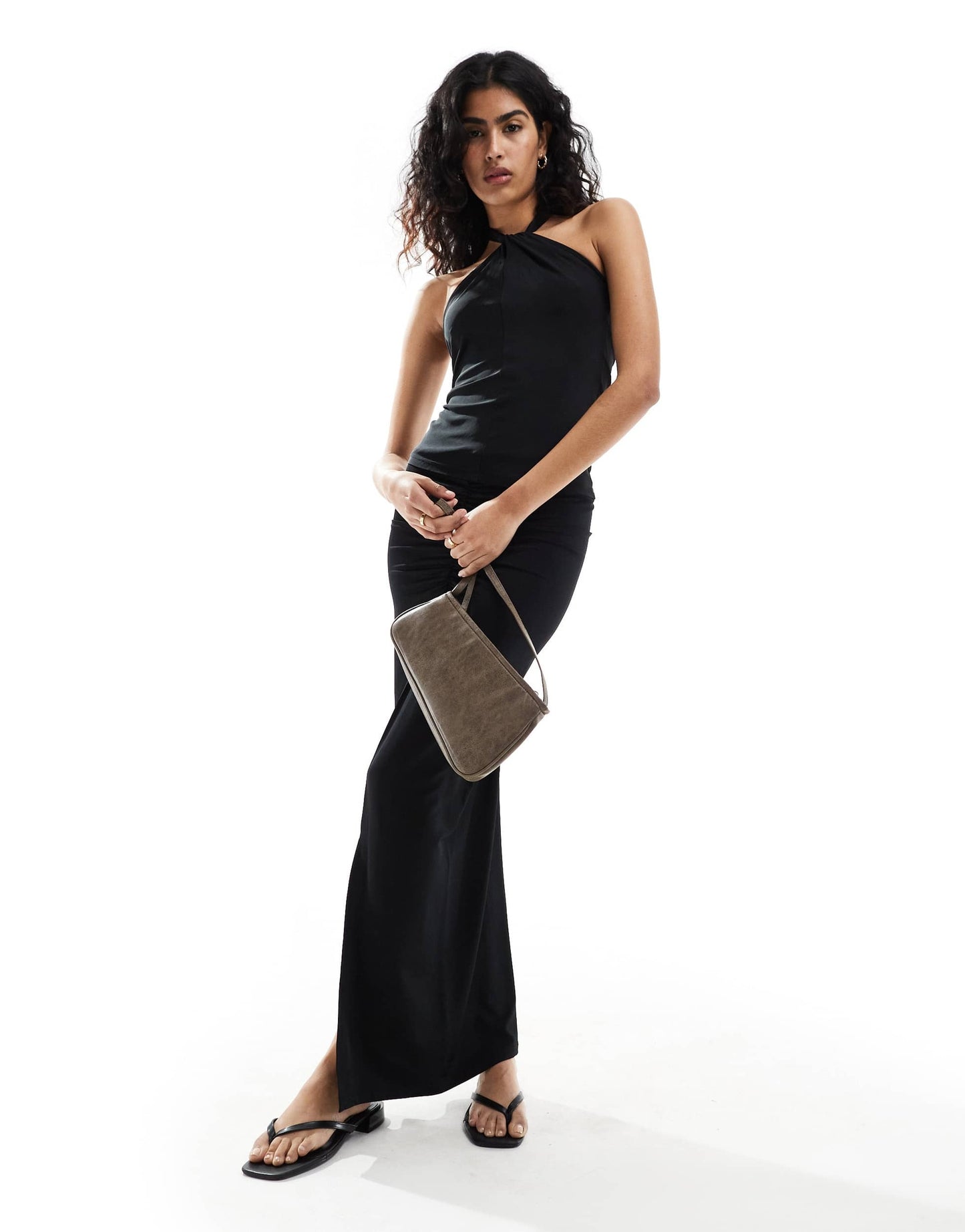 Selected Femme co-ord jersey halterneck top in black