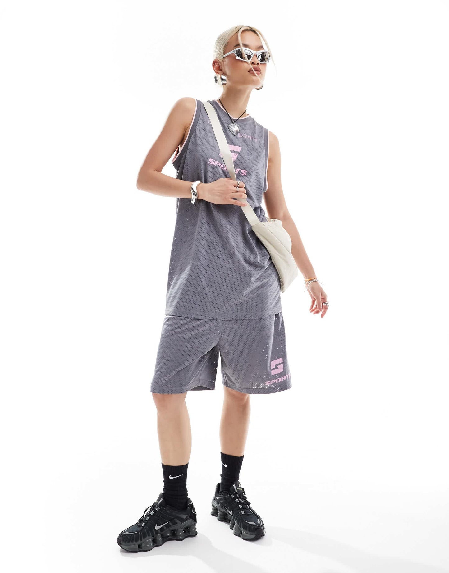 COLLUSION oversized sports v neck vest in grey