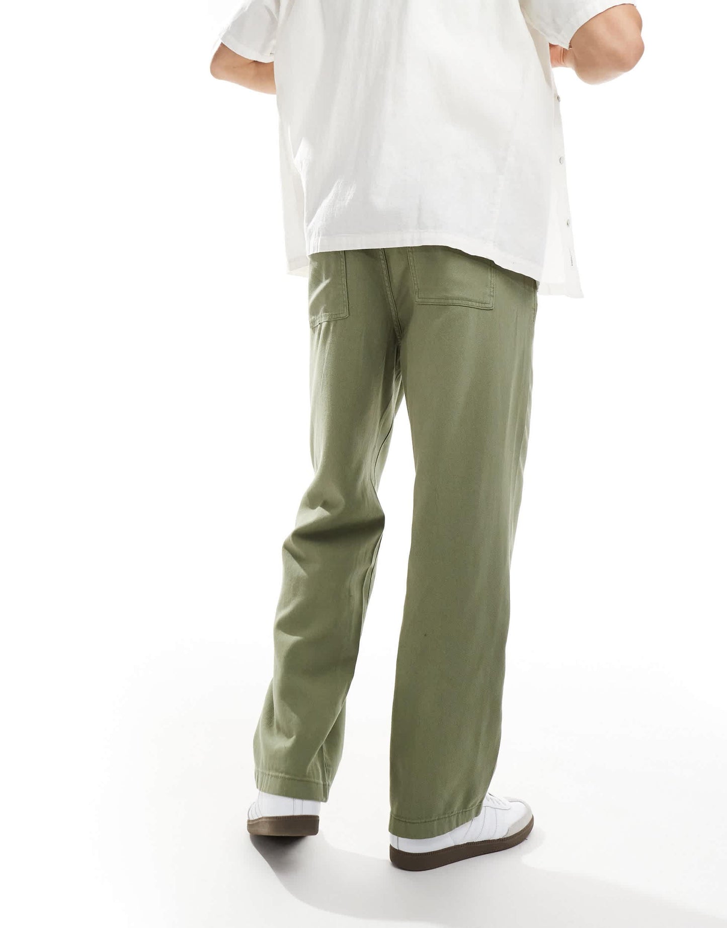Selected linen mix loose fit trouser in khaki