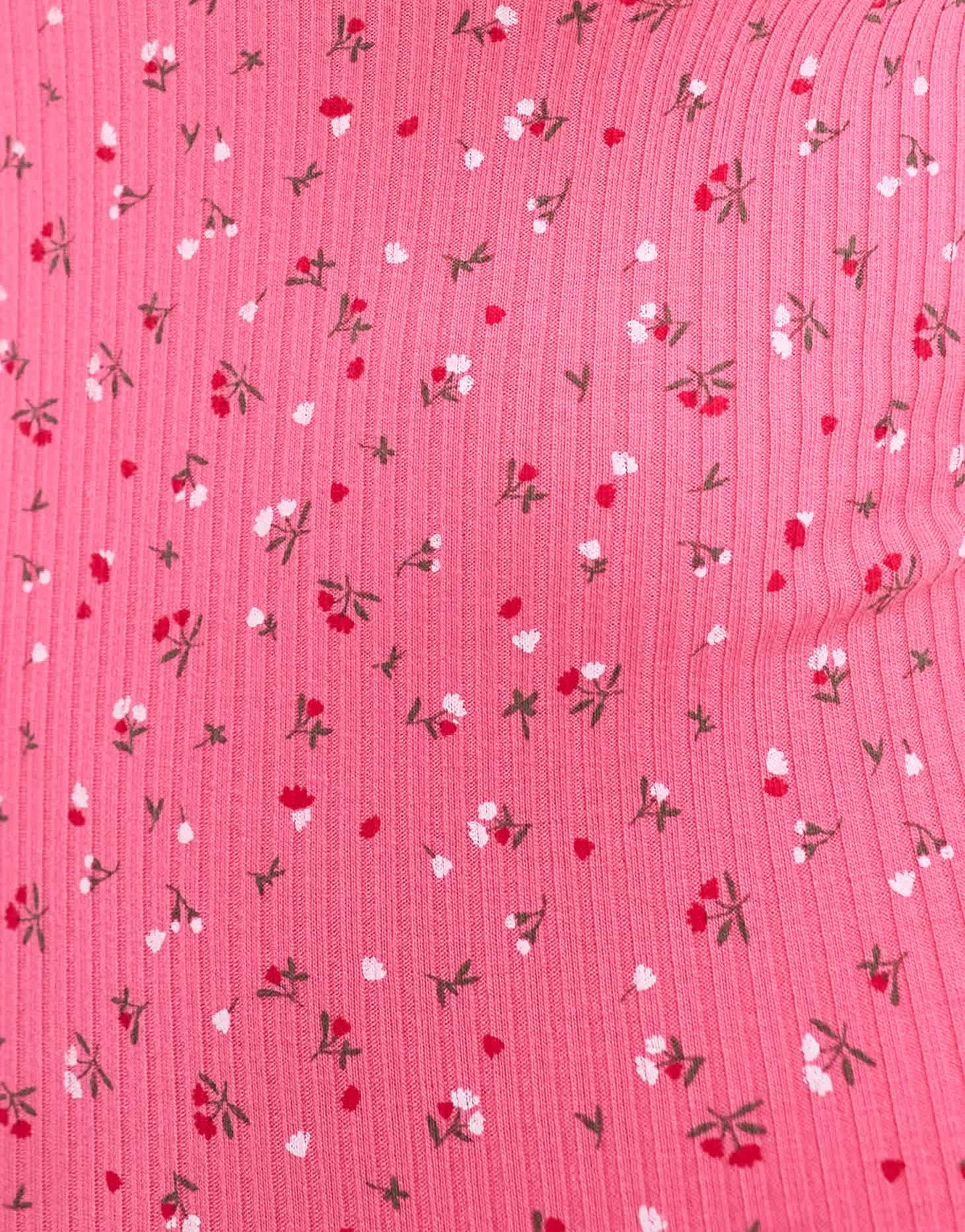 Wednesday's Girl ditsy print ribbed bandeau mini dress in pink