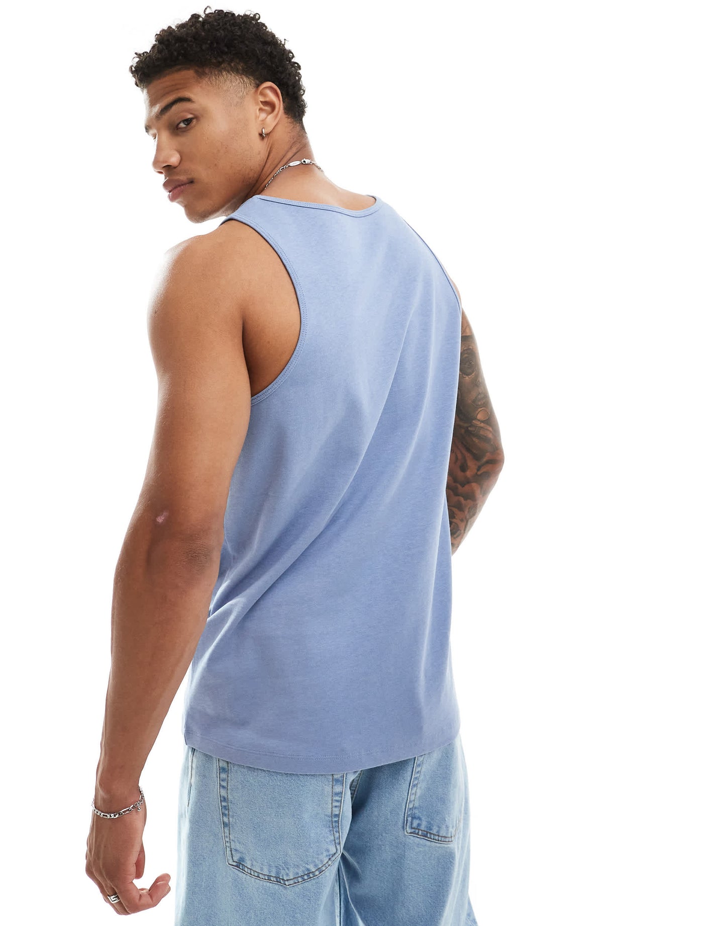 ASOS DESIGN heavyweight vest in mid blue