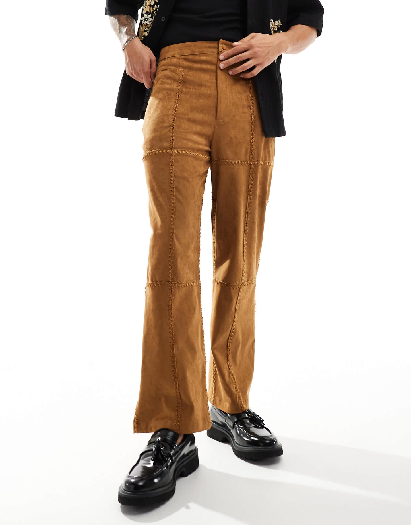 Sister Jane patchwork trousers in brown