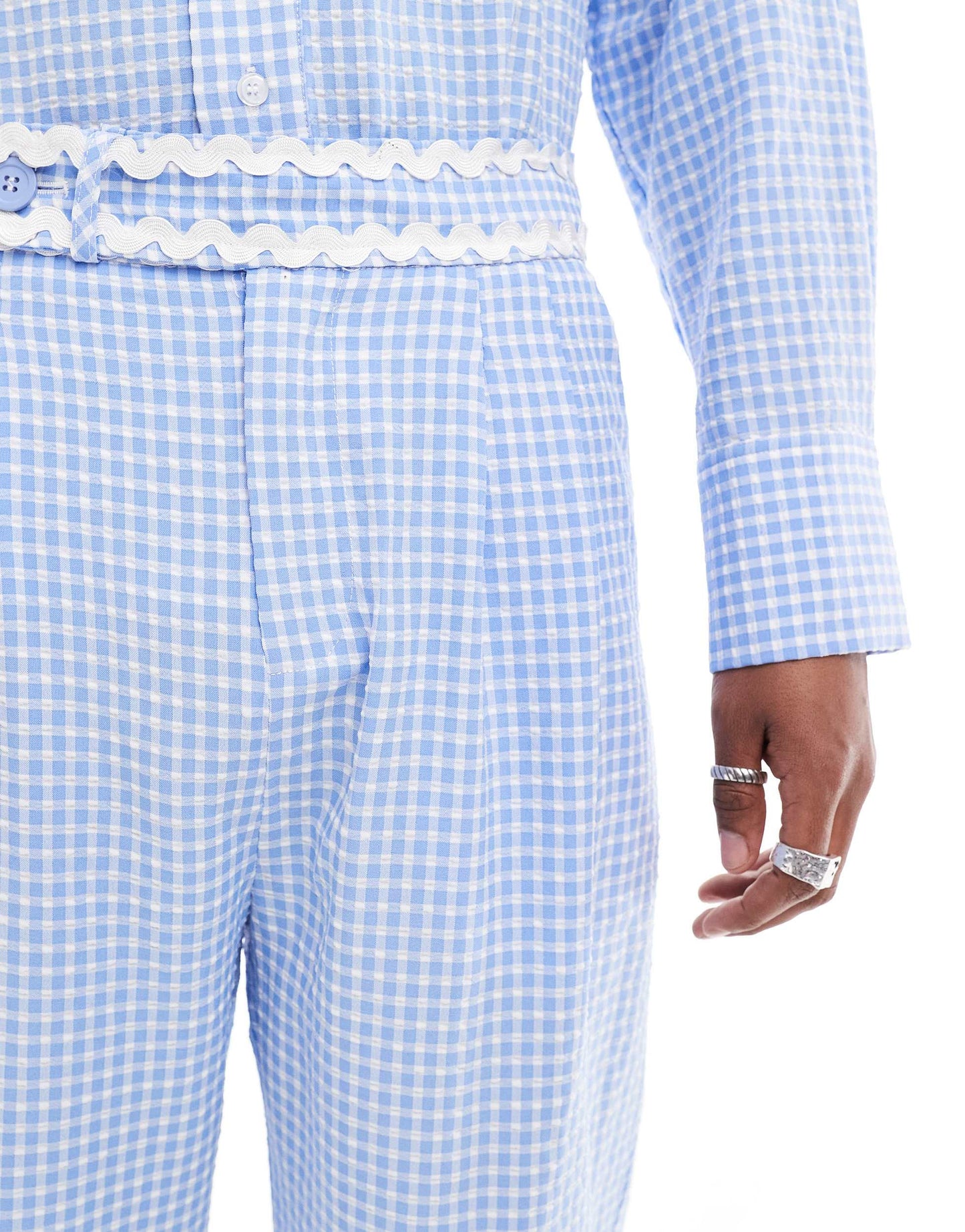 Sister Jane gingham trouser co-ord in blue