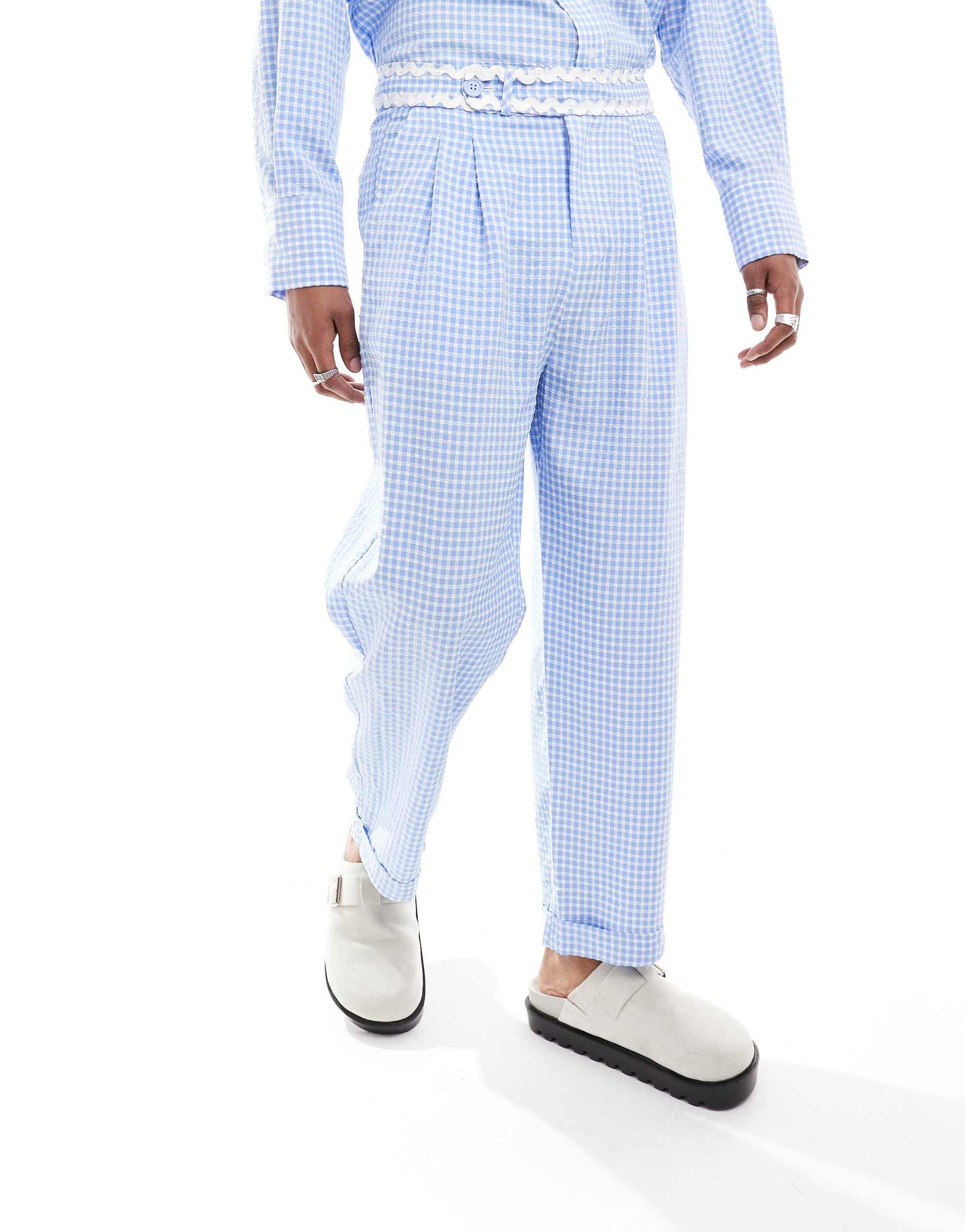 Sister Jane gingham trouser co-ord in blue