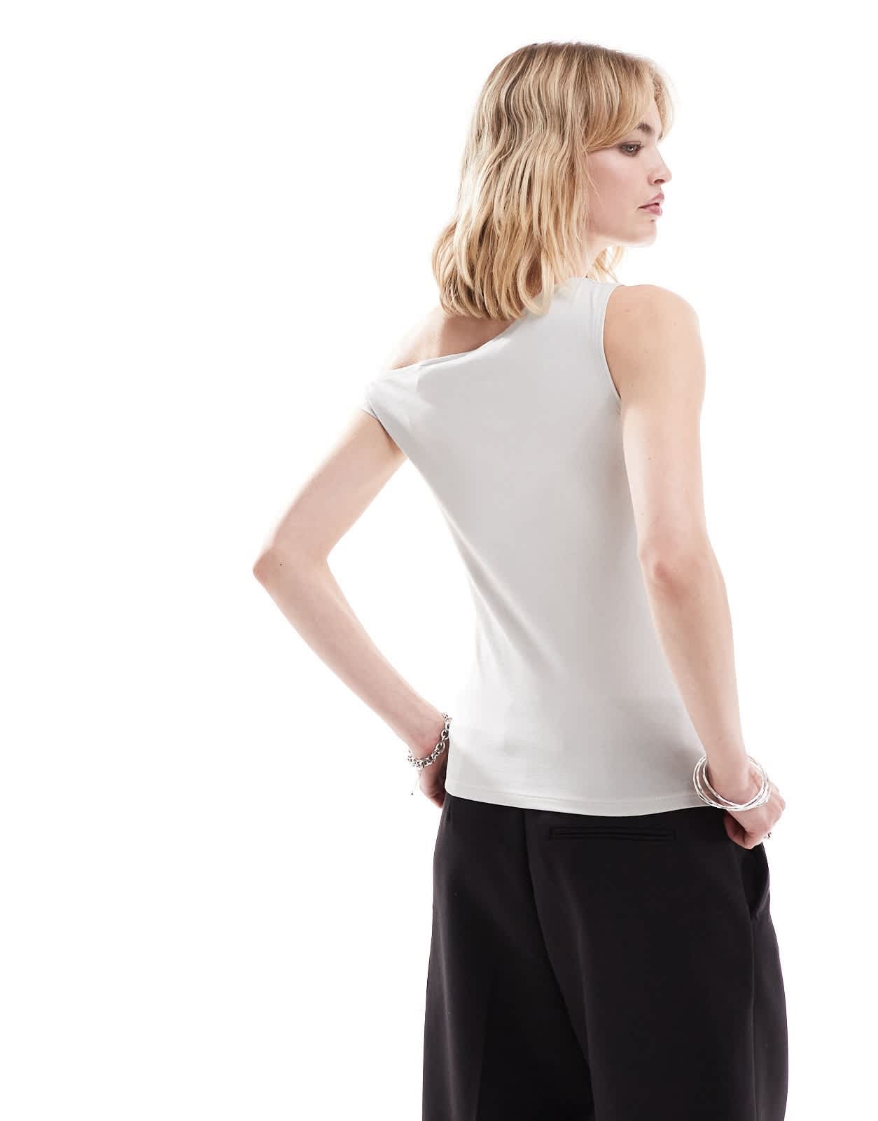 Weekday Hedda asymmetric top in light beige