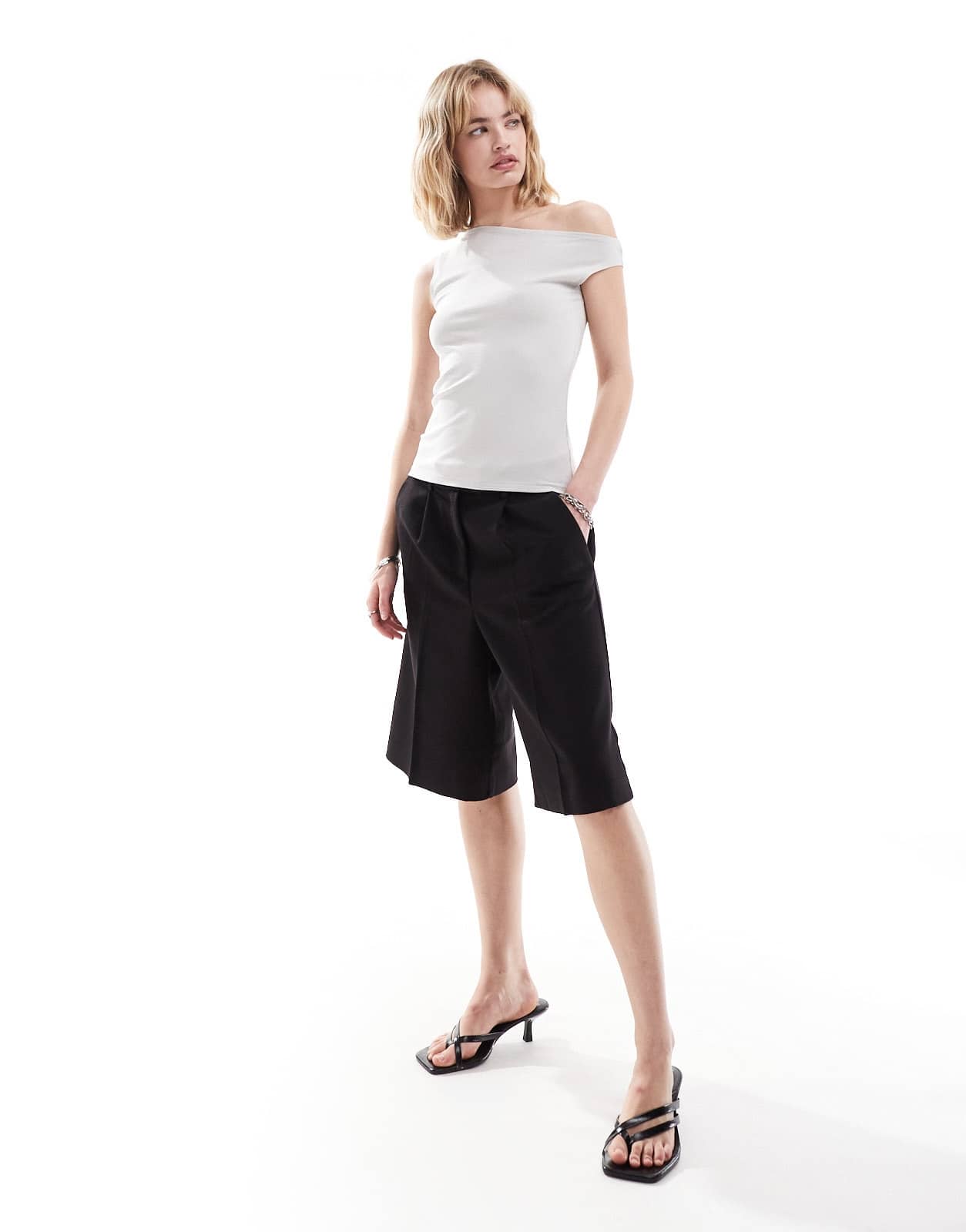 Weekday Hedda asymmetric top in light beige
