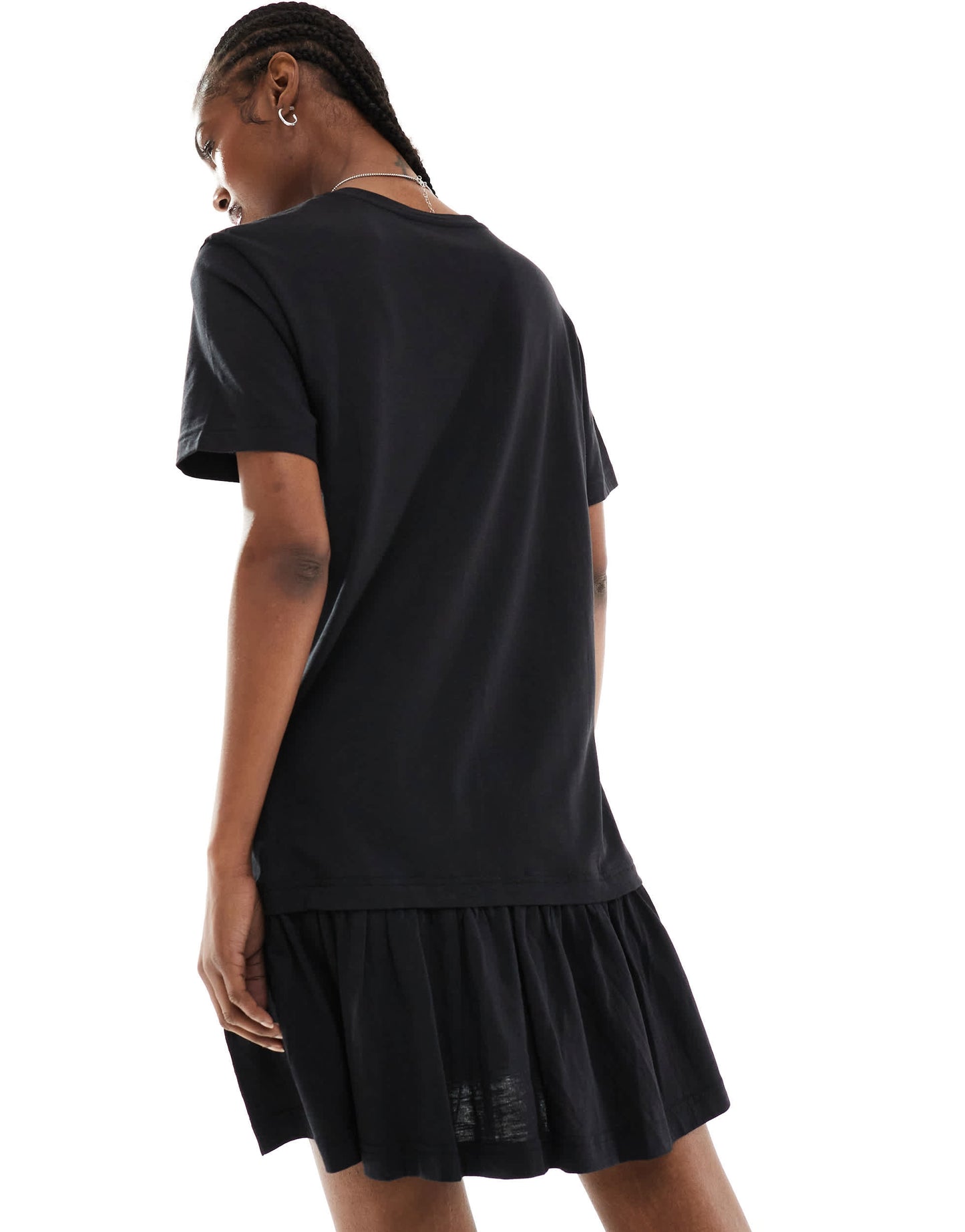 Monki jersey mini dress with drop waist in black