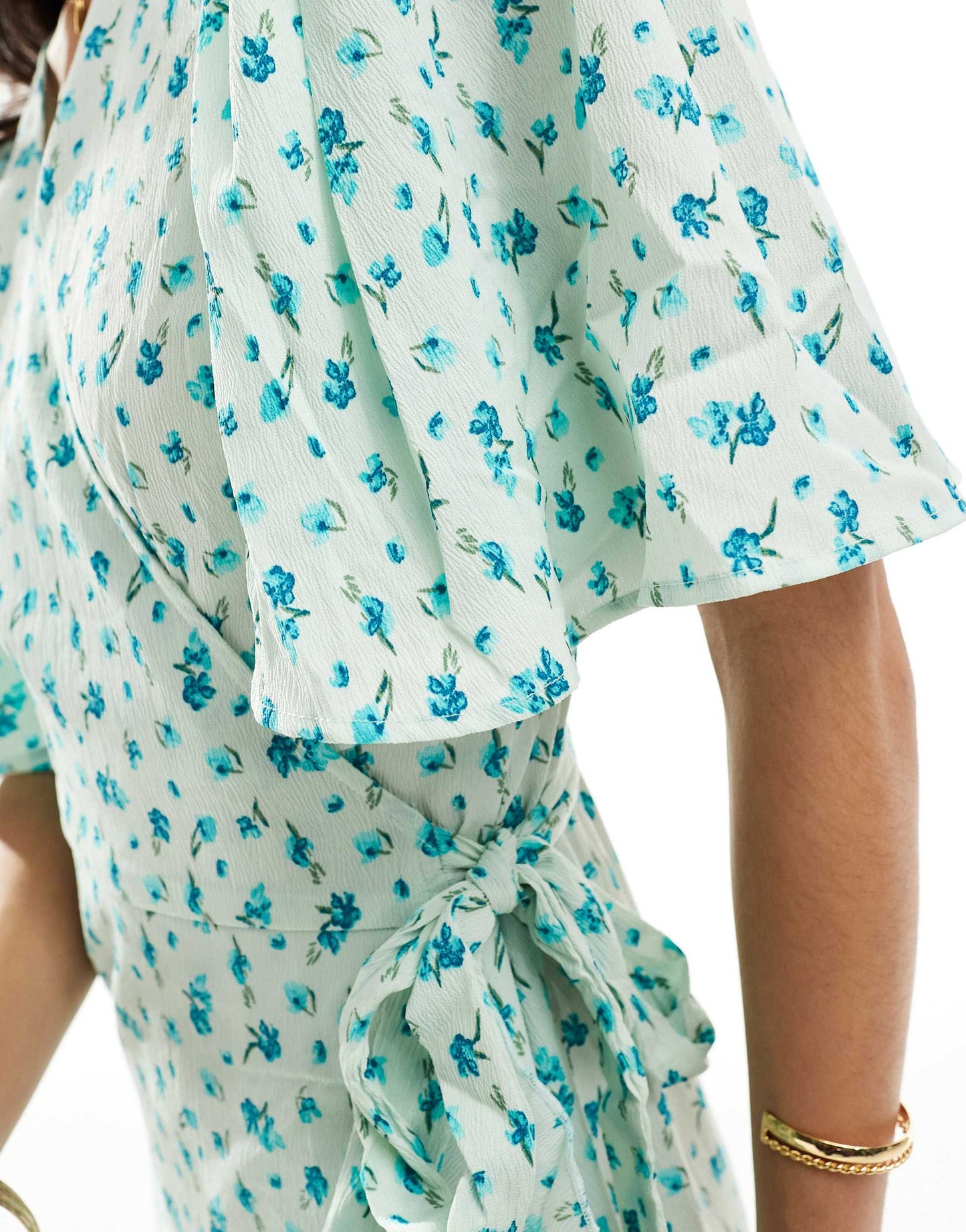 Vero Moda wrap front maxi dress in light blue floral