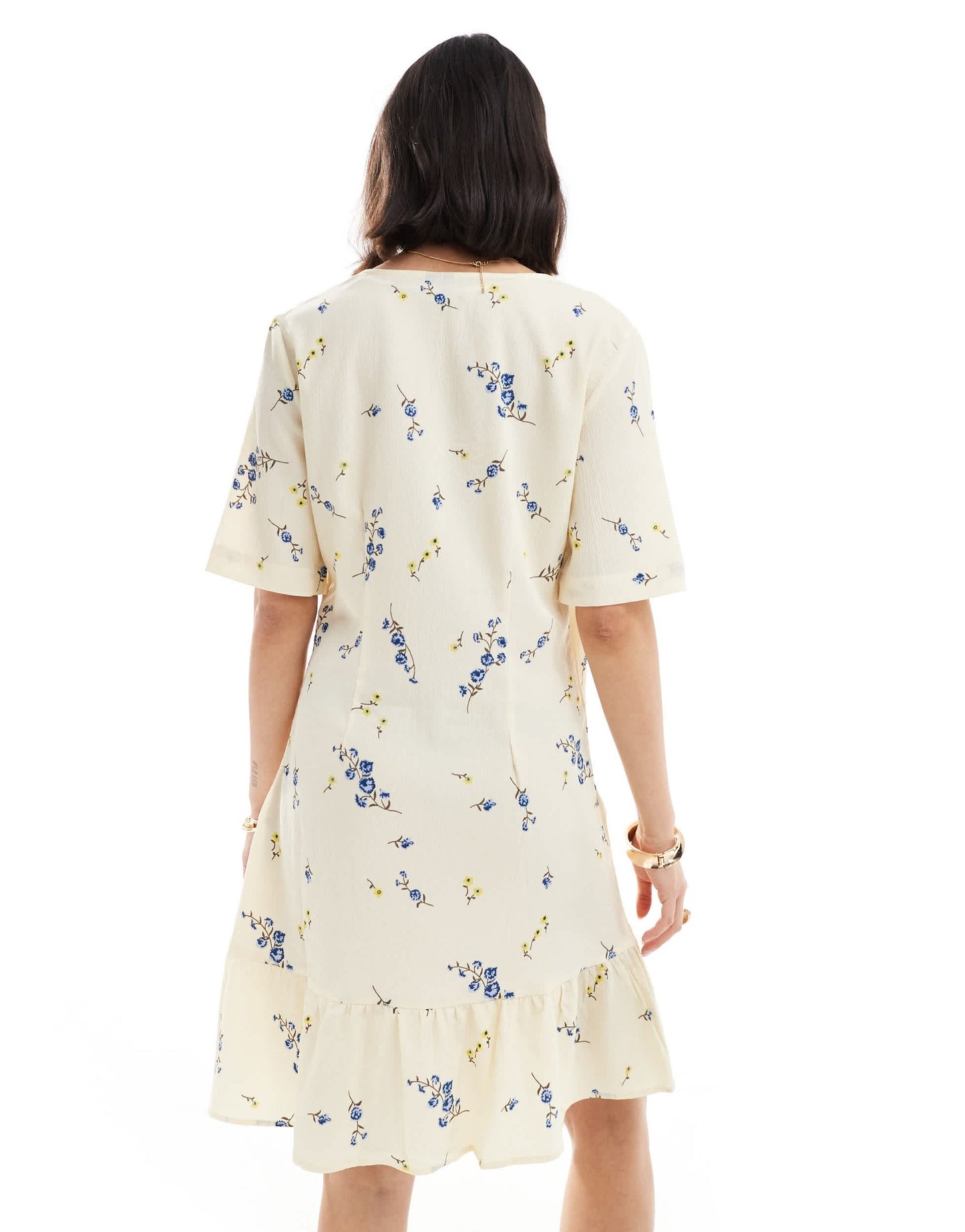 Vero Moda wrap front mini dress in light yellow floral
