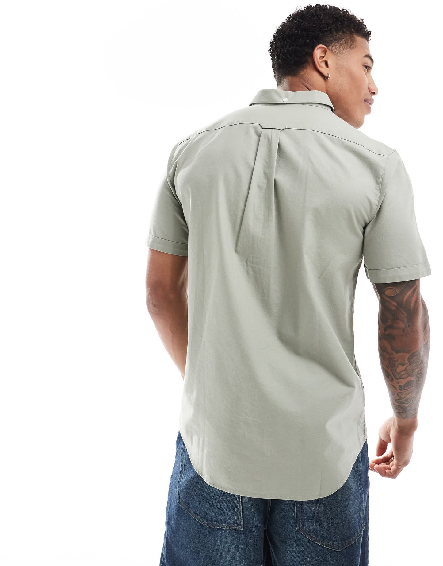 Farah Brewer slim fit short sleeve shirt in green