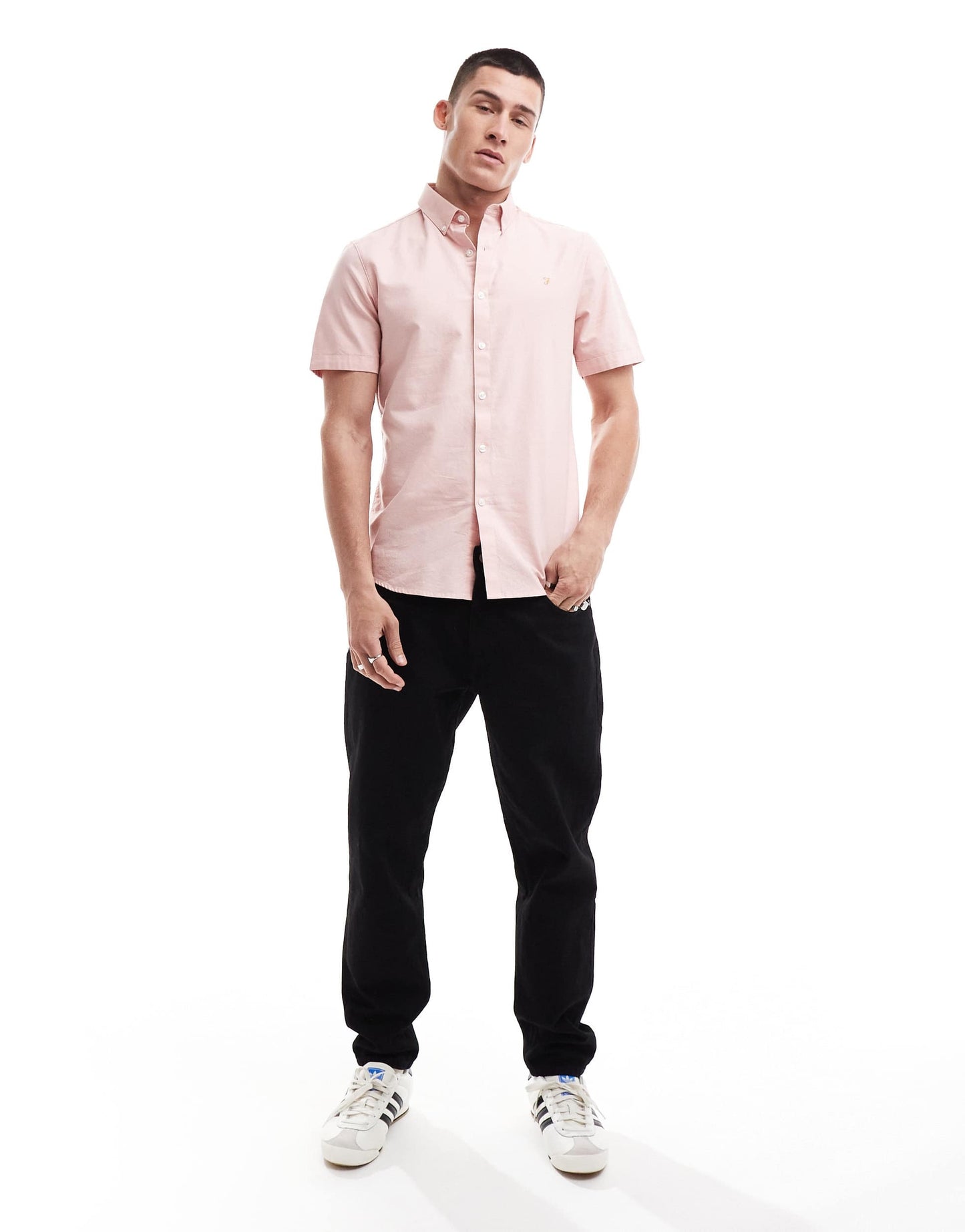 Farah Brewer slim fit short sleeve shirt in pink