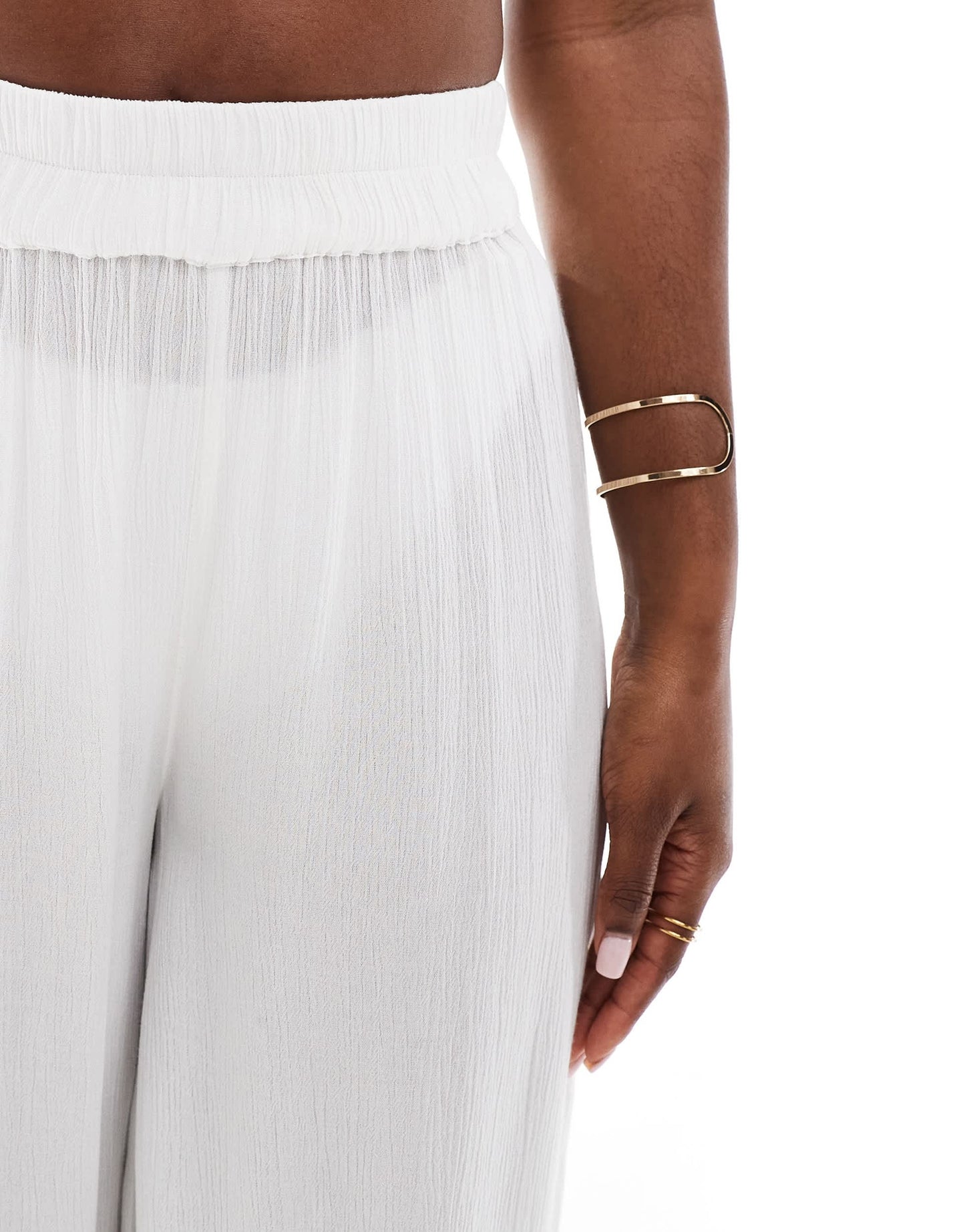 South Beach oversized beach trouser in white