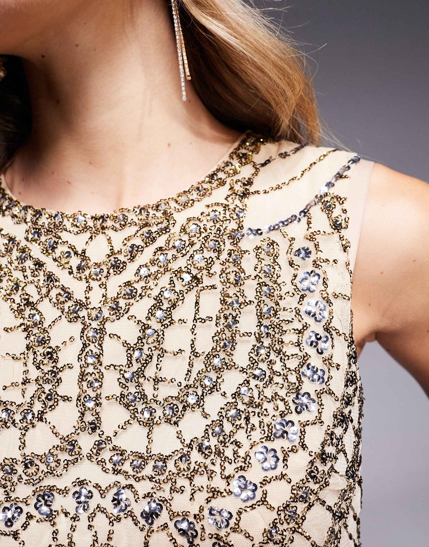 ASOS DESIGN embellished crop top co-ord in gold