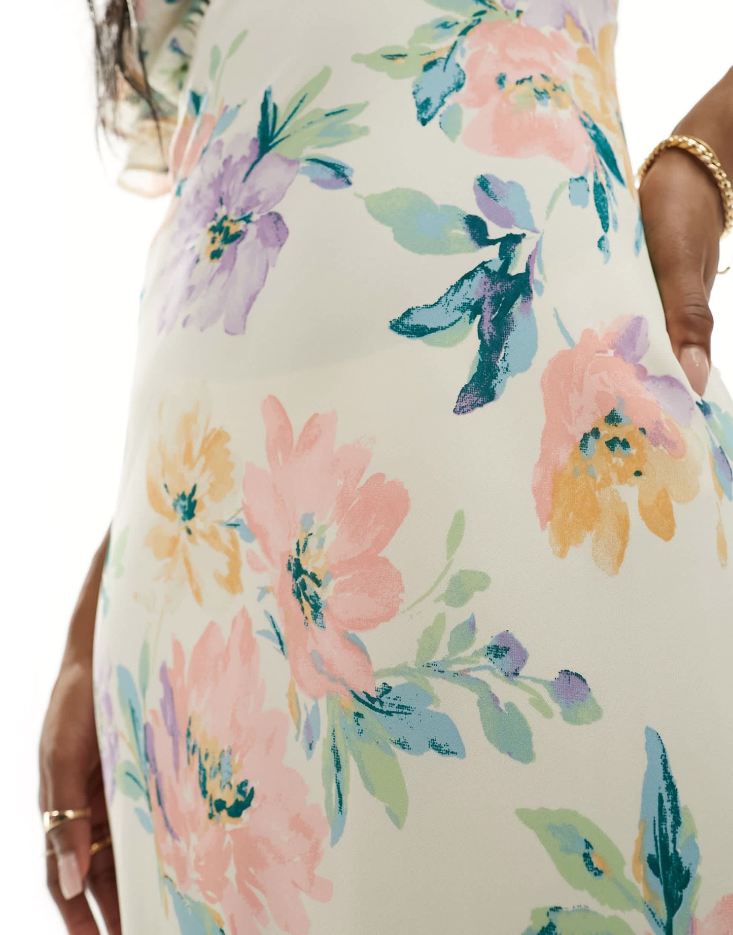 Abercrombie & Fitch ruffle sleeve maxi dress in white floral print