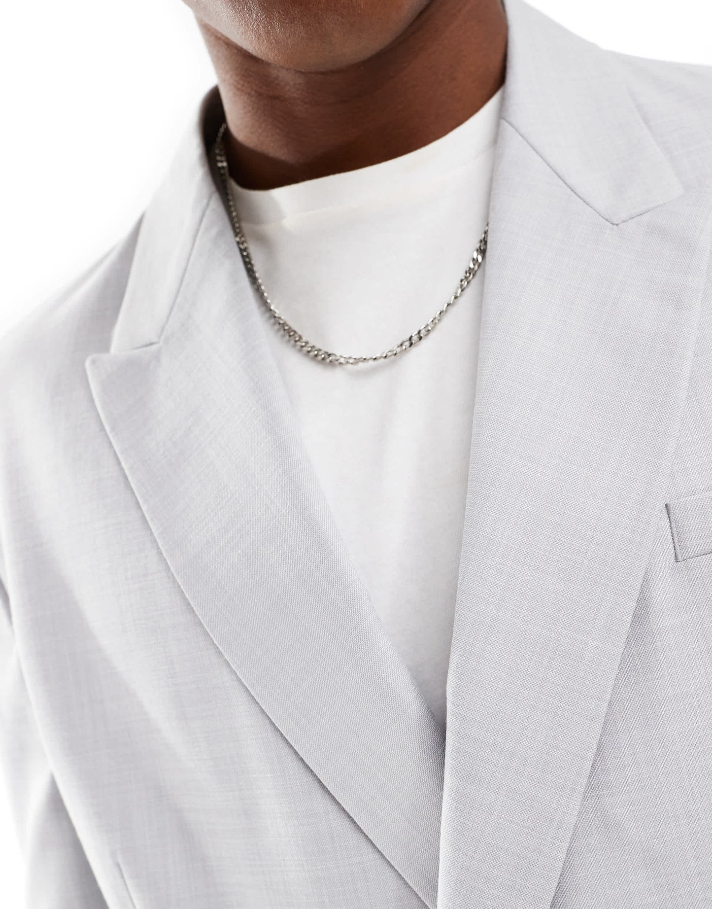 ASOS DESIGN double breasted relaxed suit jacket in light grey crosshatch - LGREY