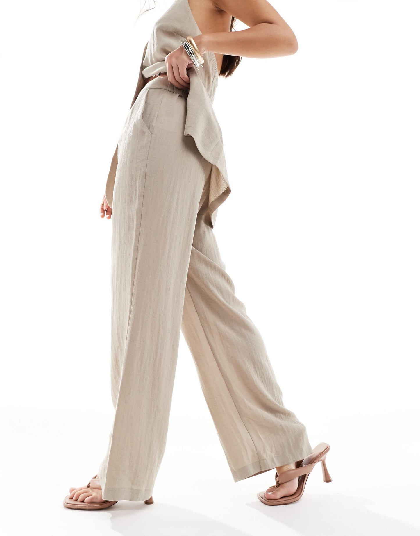 Pretty Lavish tailored trouser co-ord in taupe