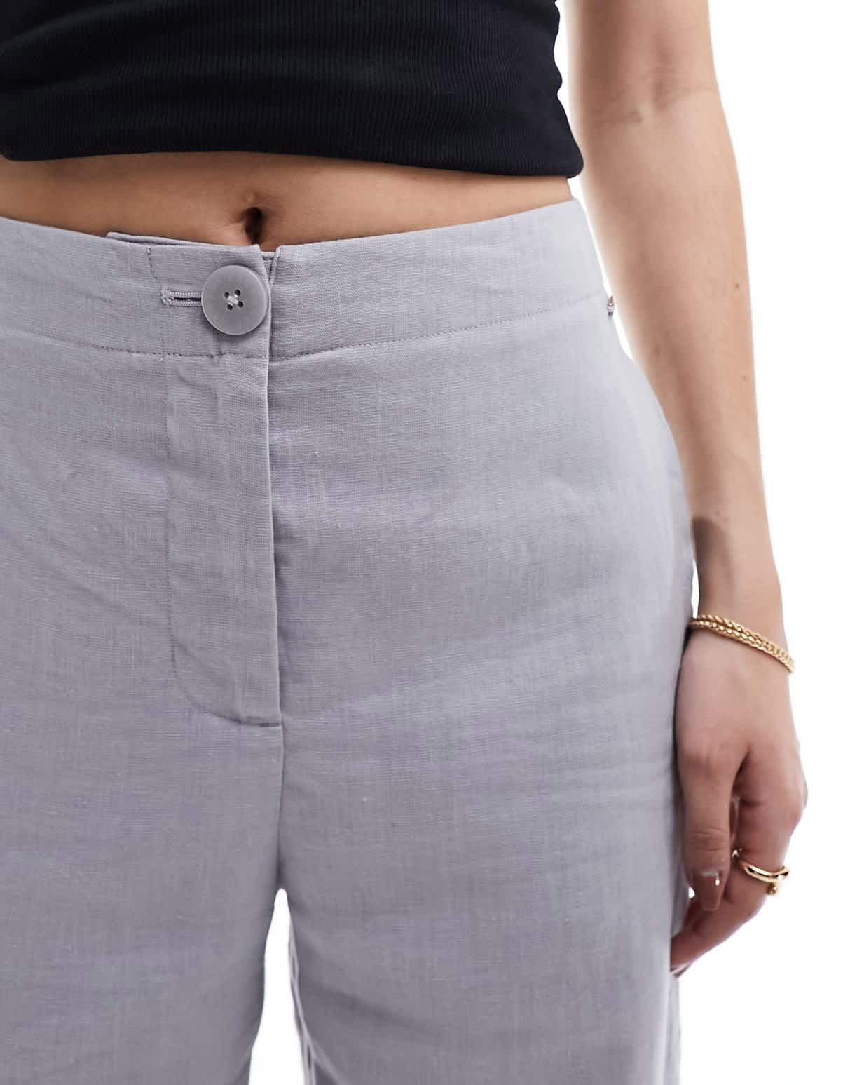 Armani Exchange linen trousers in cliff grey