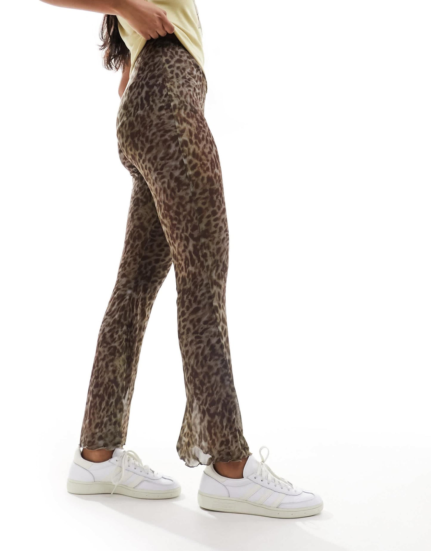 Reclaimed Vintage mesh flares in leopard print