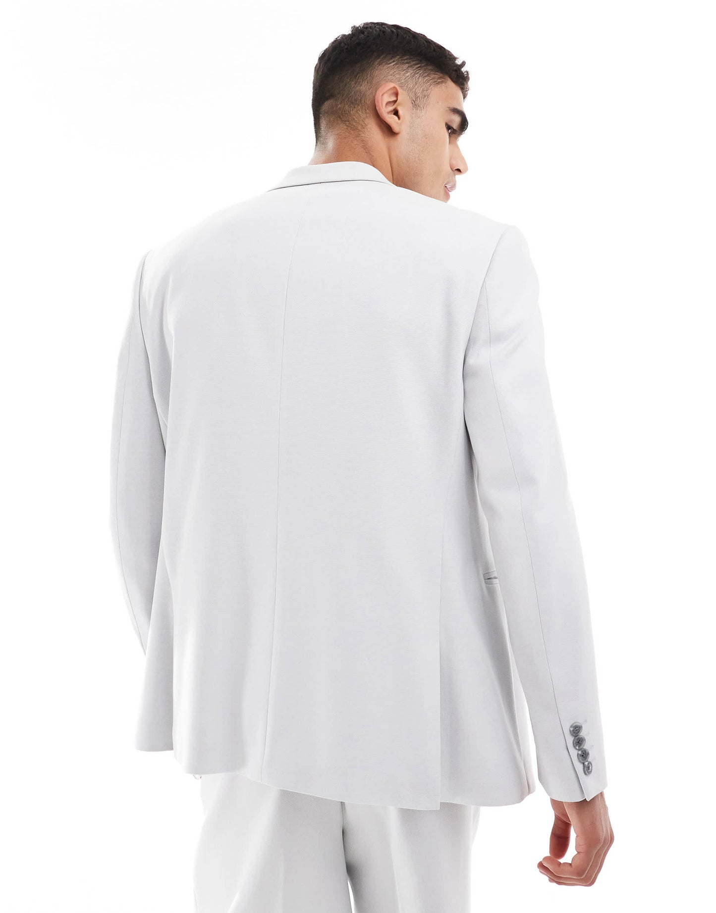 ASOS DESIGN regular slouchy double breasted suit jacket in grey texture