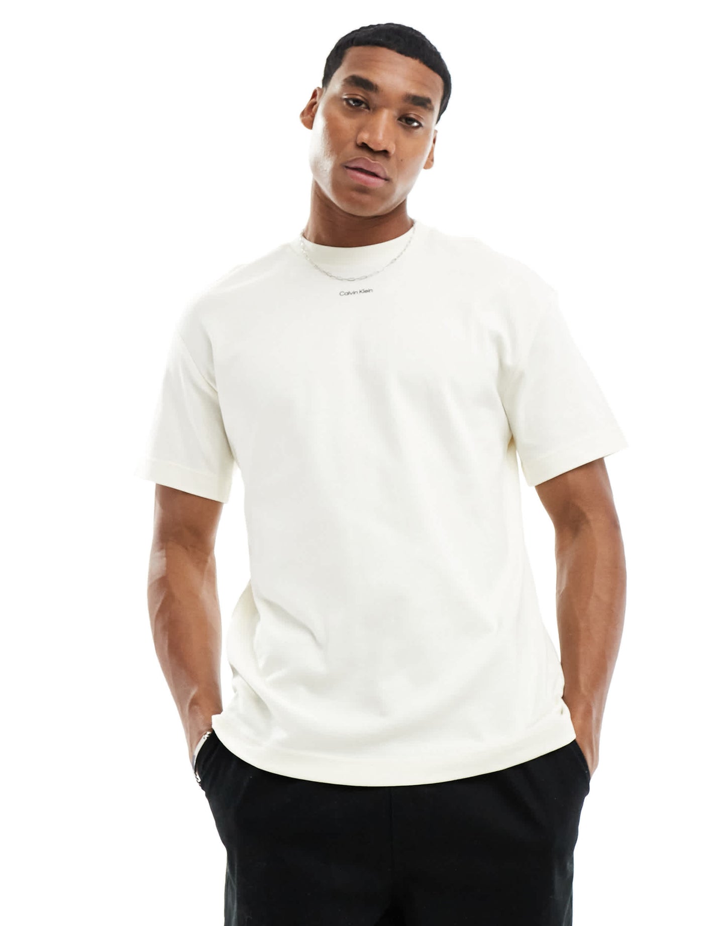 Calvin Klein central logo t-shirt in white