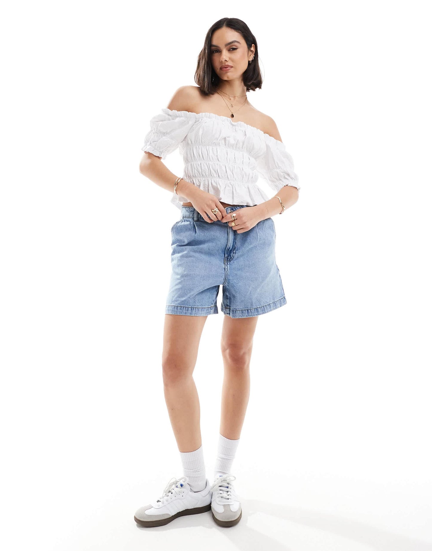 Barbour embroidered jersey top in white