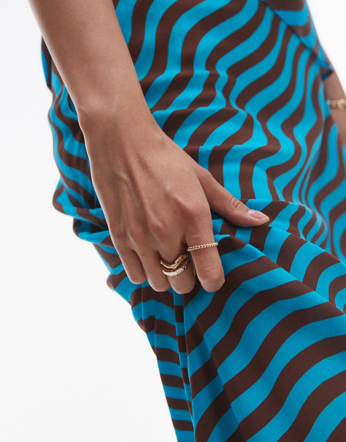 Topshop co-ord wiggle stripe maxi skirt in turquoise and brown