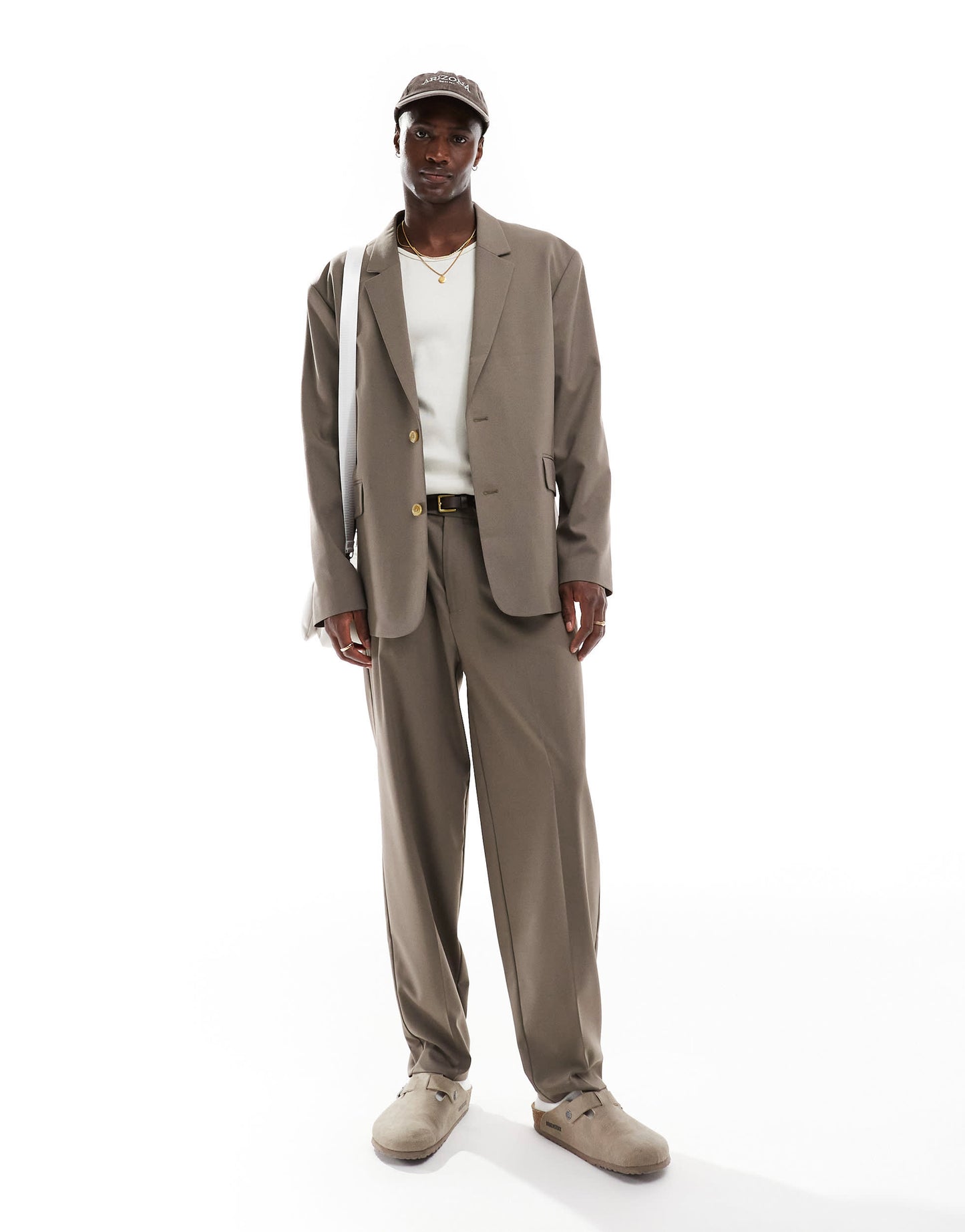 ASOS DESIGN relaxed slouchy suit jacket in mink