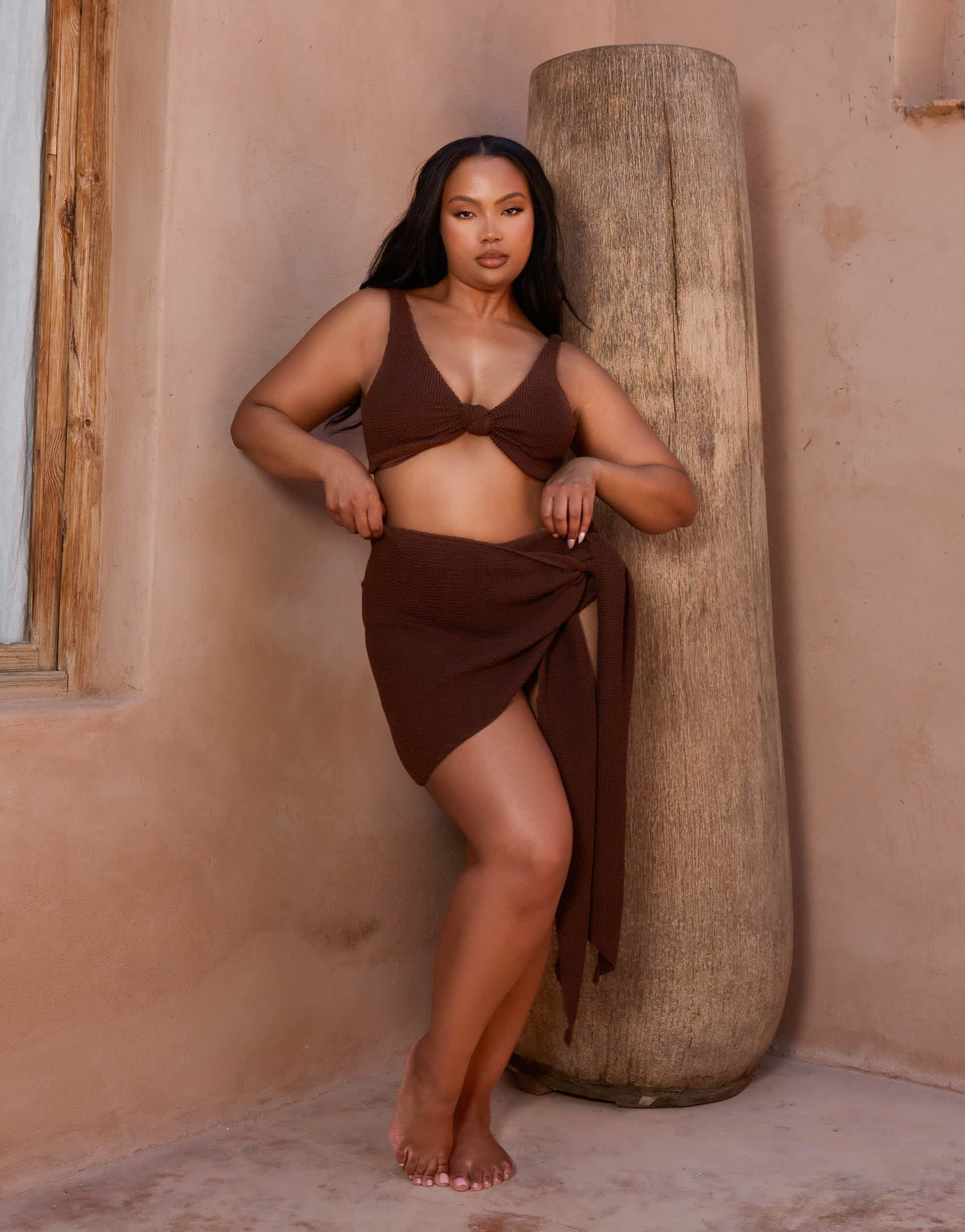 Moda Minx Curve X Bernadette Afia scrunch sarong in coffee