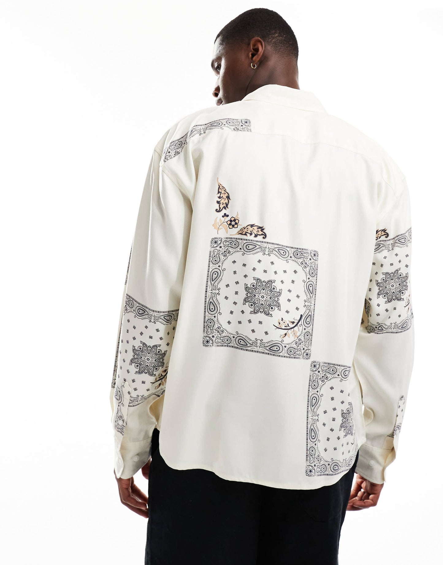 ONLY & SONS long sleeve tile print shirt in stone