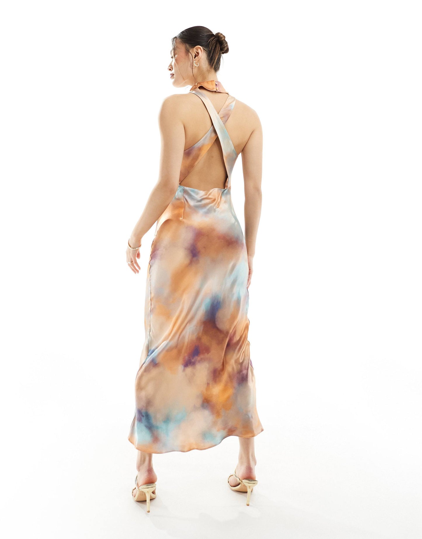 River Island halter cowl slip dress in purple