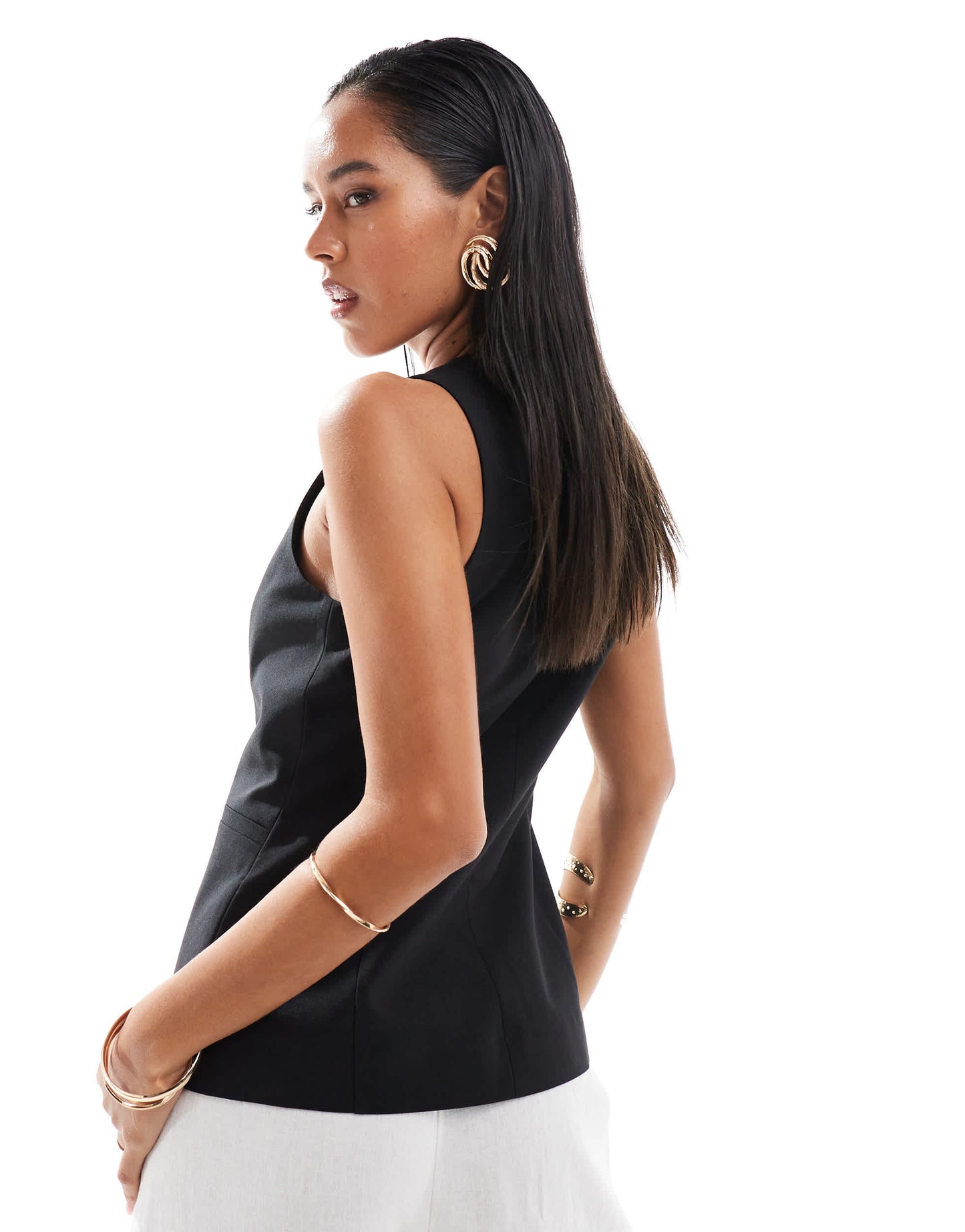 ASOS DESIGN high neck waistcoat in black