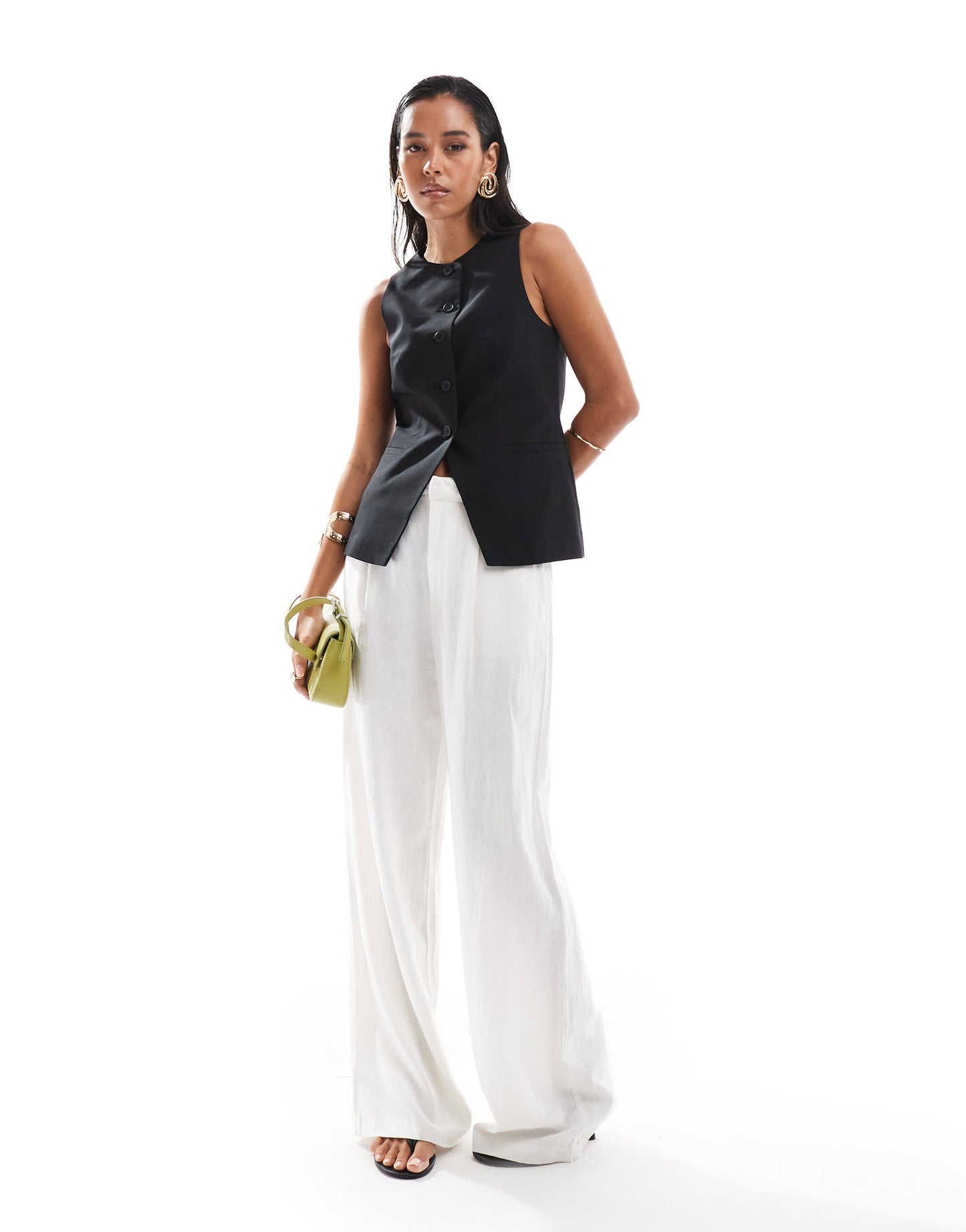 ASOS DESIGN high neck waistcoat in black