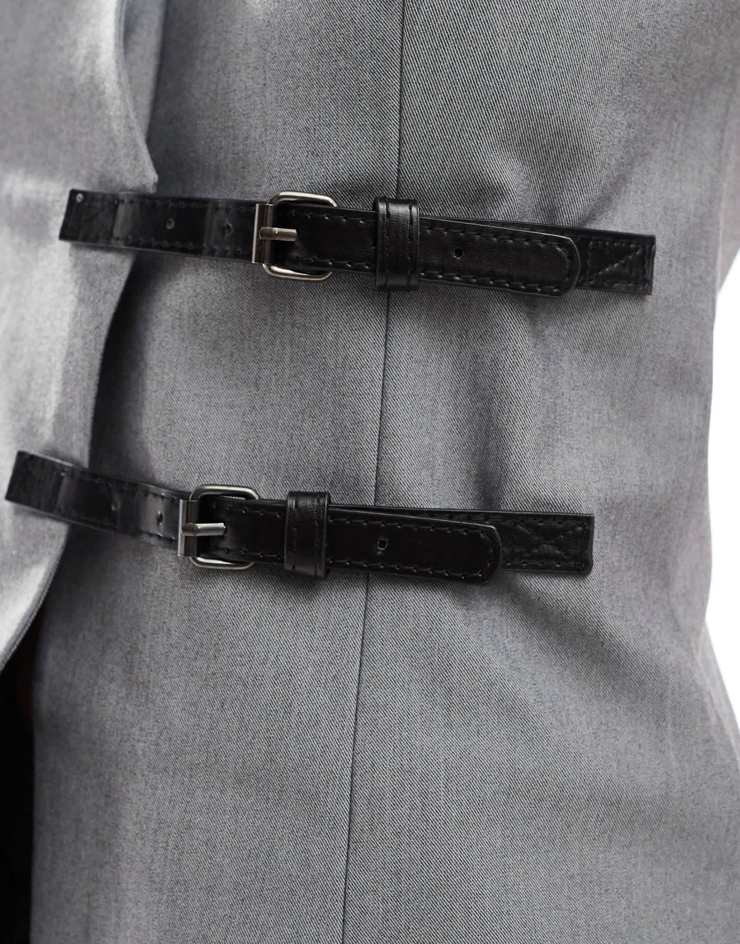 ASOS DESIGN longline belted waistcoat in grey