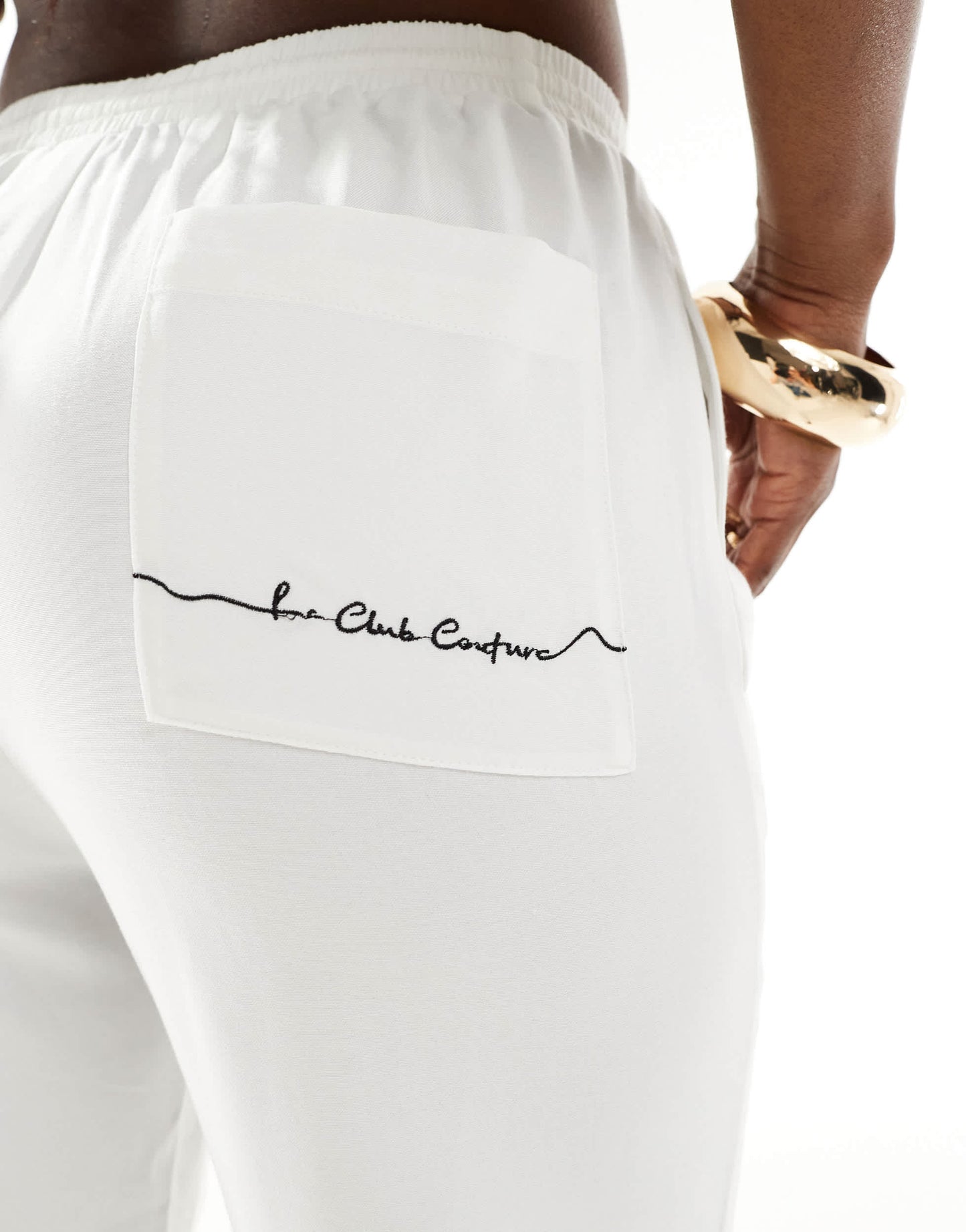 The Couture Club co-ord palm print embroidery wide leg trousers in white