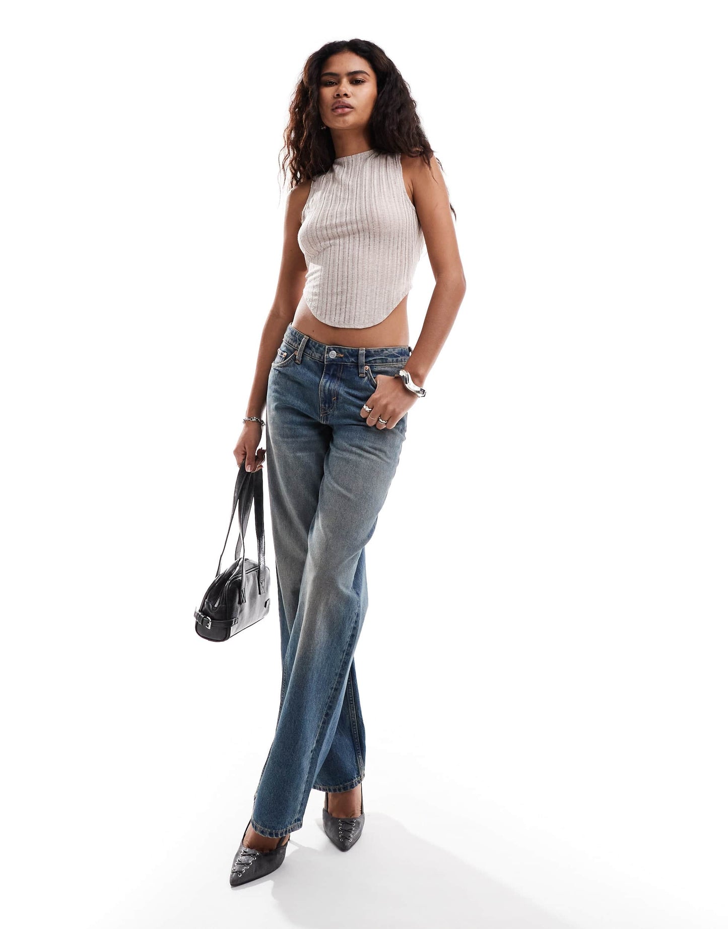 Motel tyla fine knit tank top in oatmilk
