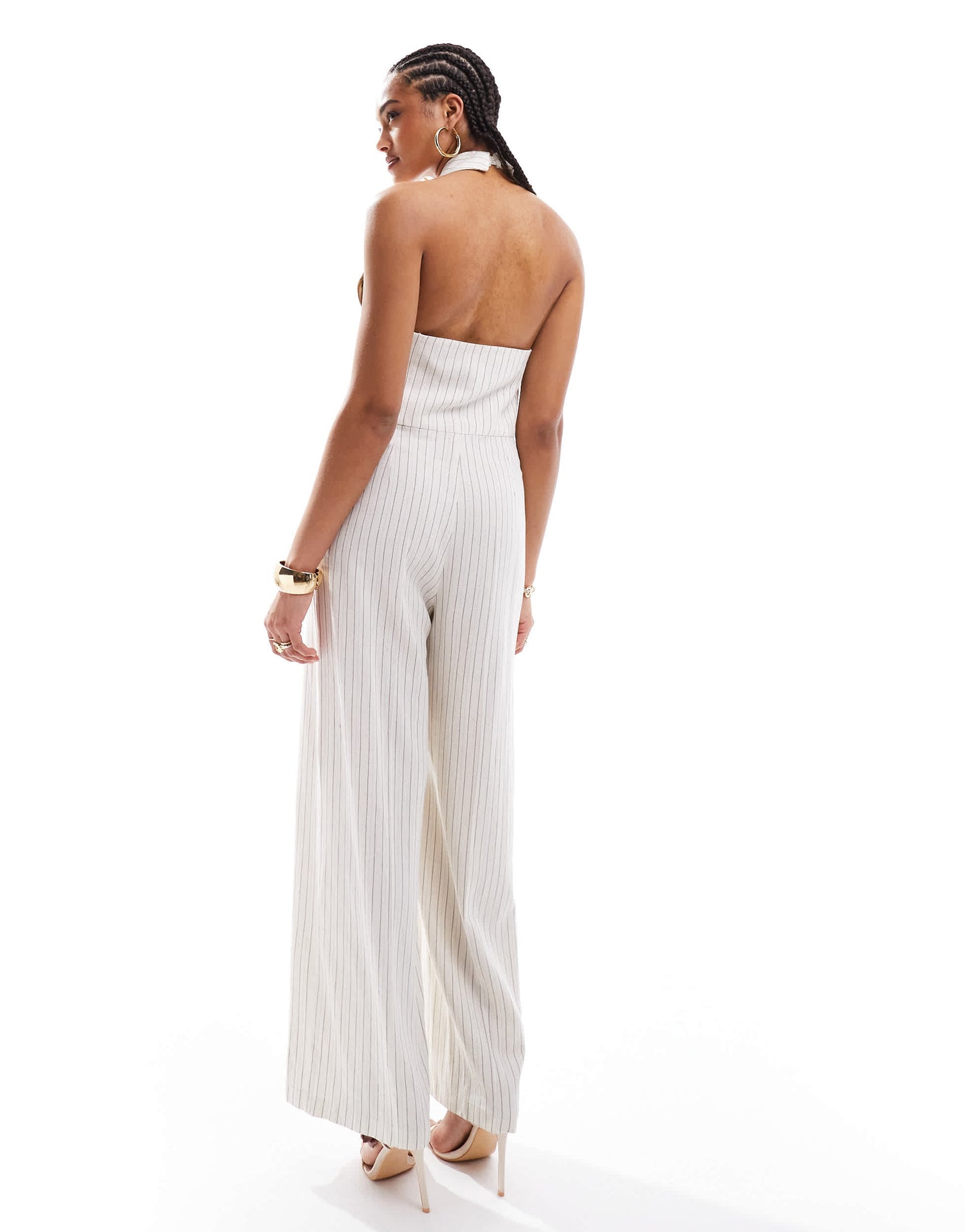 River Island stripe tailored jumpsuit in cream