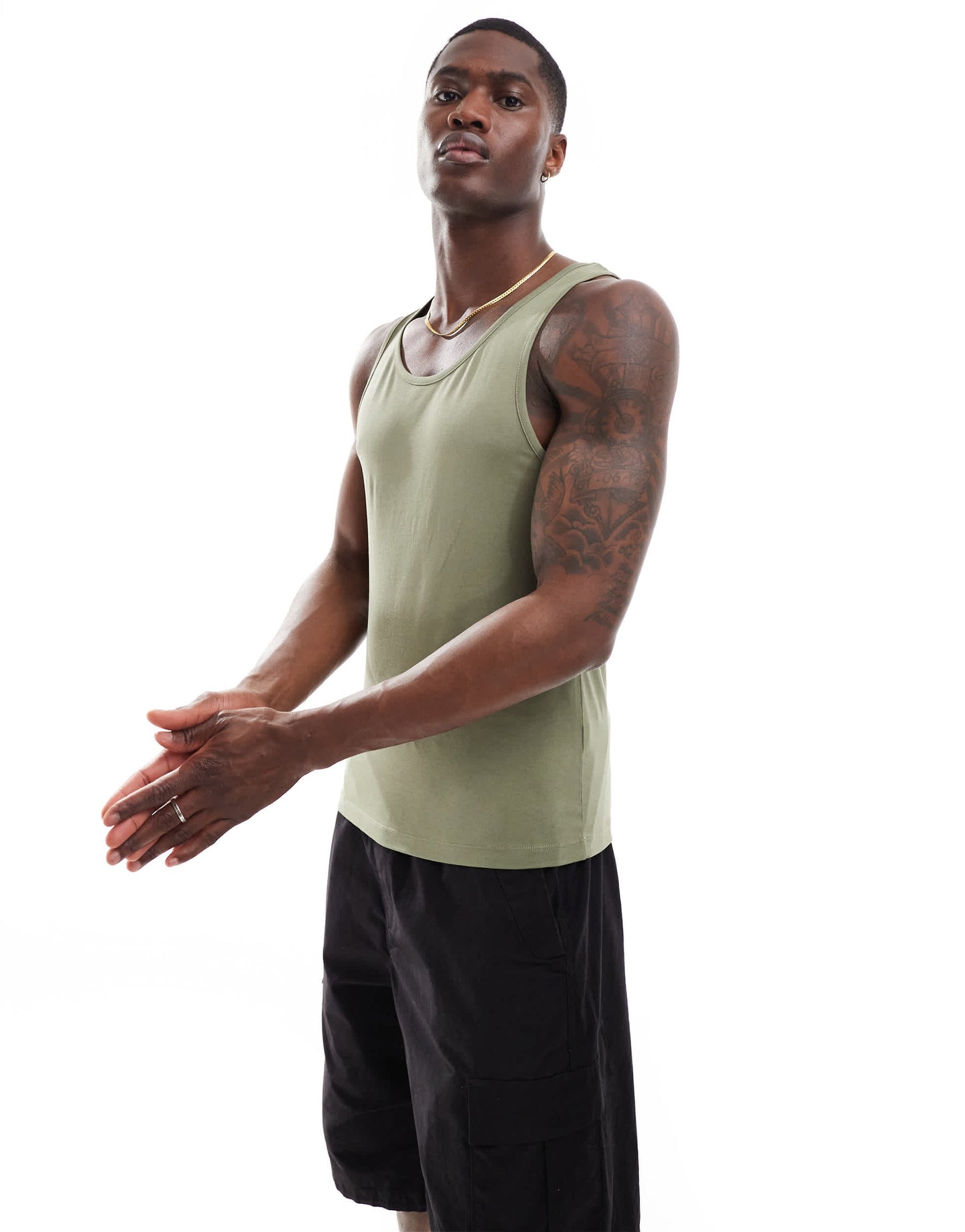 ASOS DESIGN essentials muscle fit vest in khaki