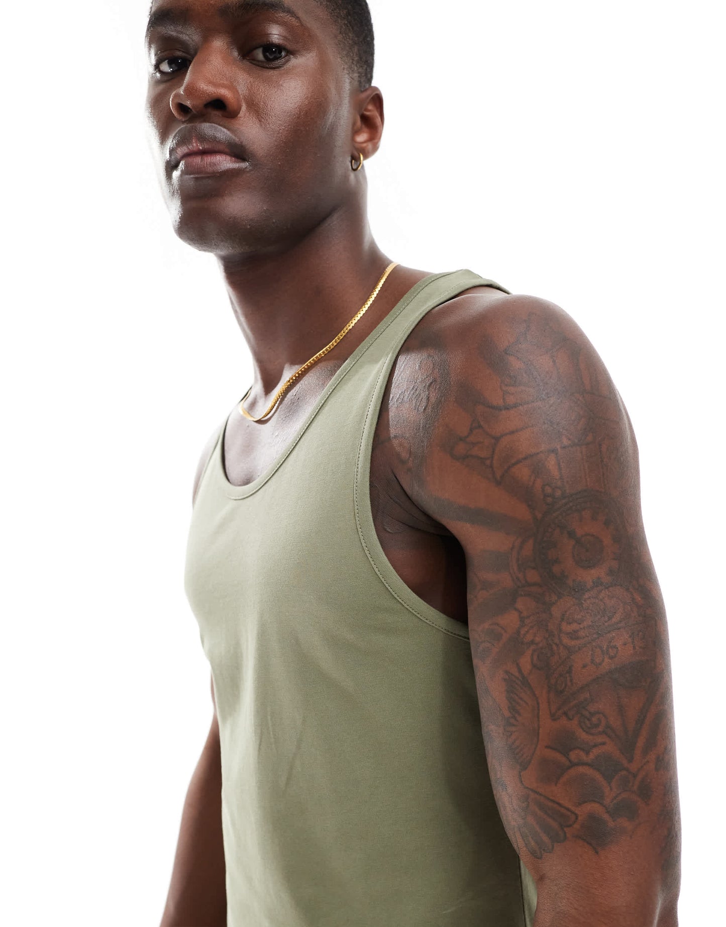 ASOS DESIGN essentials muscle fit vest in khaki