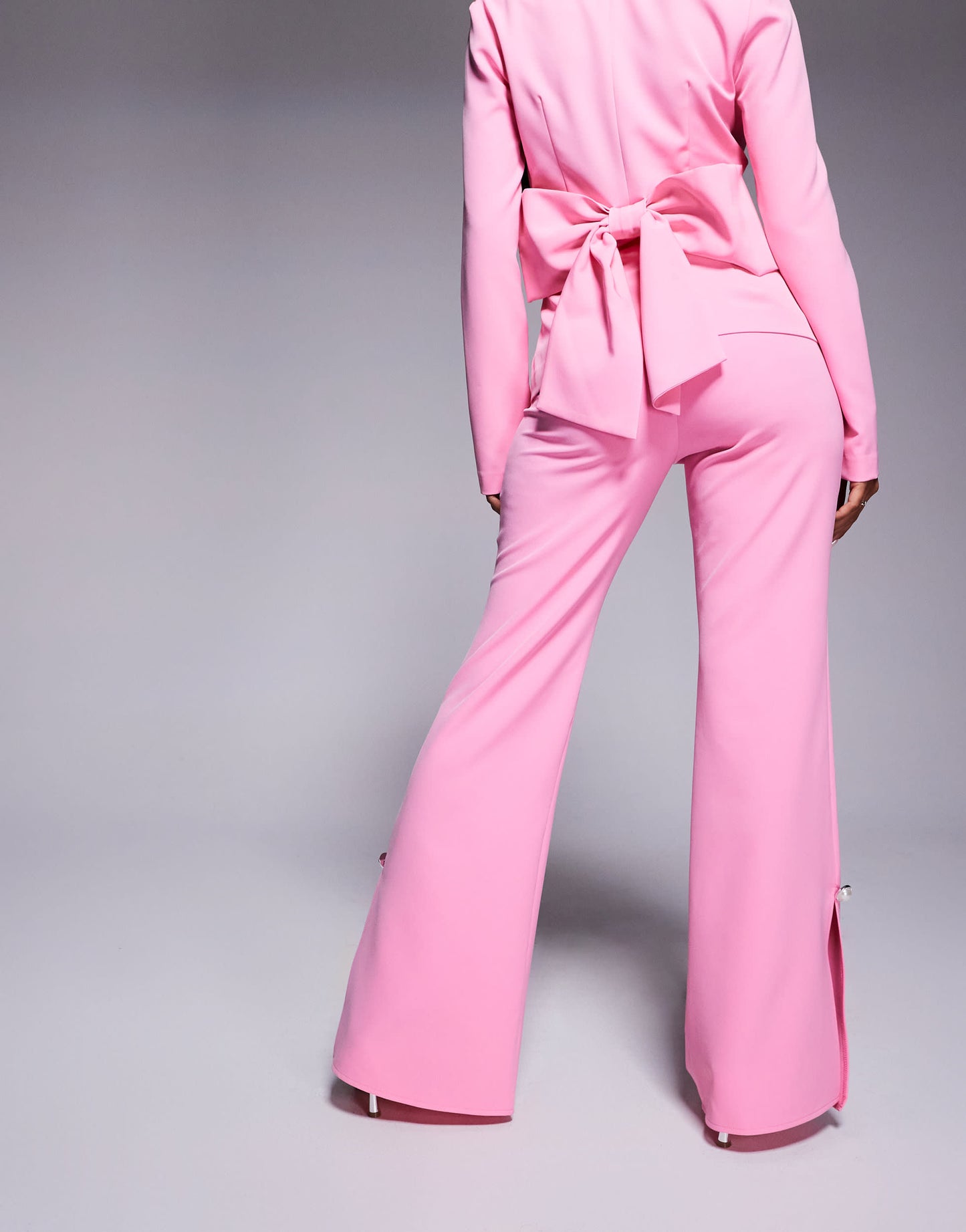 ASOS LUXE co-ord slim fit tailored trouser with embellished button detail in pink