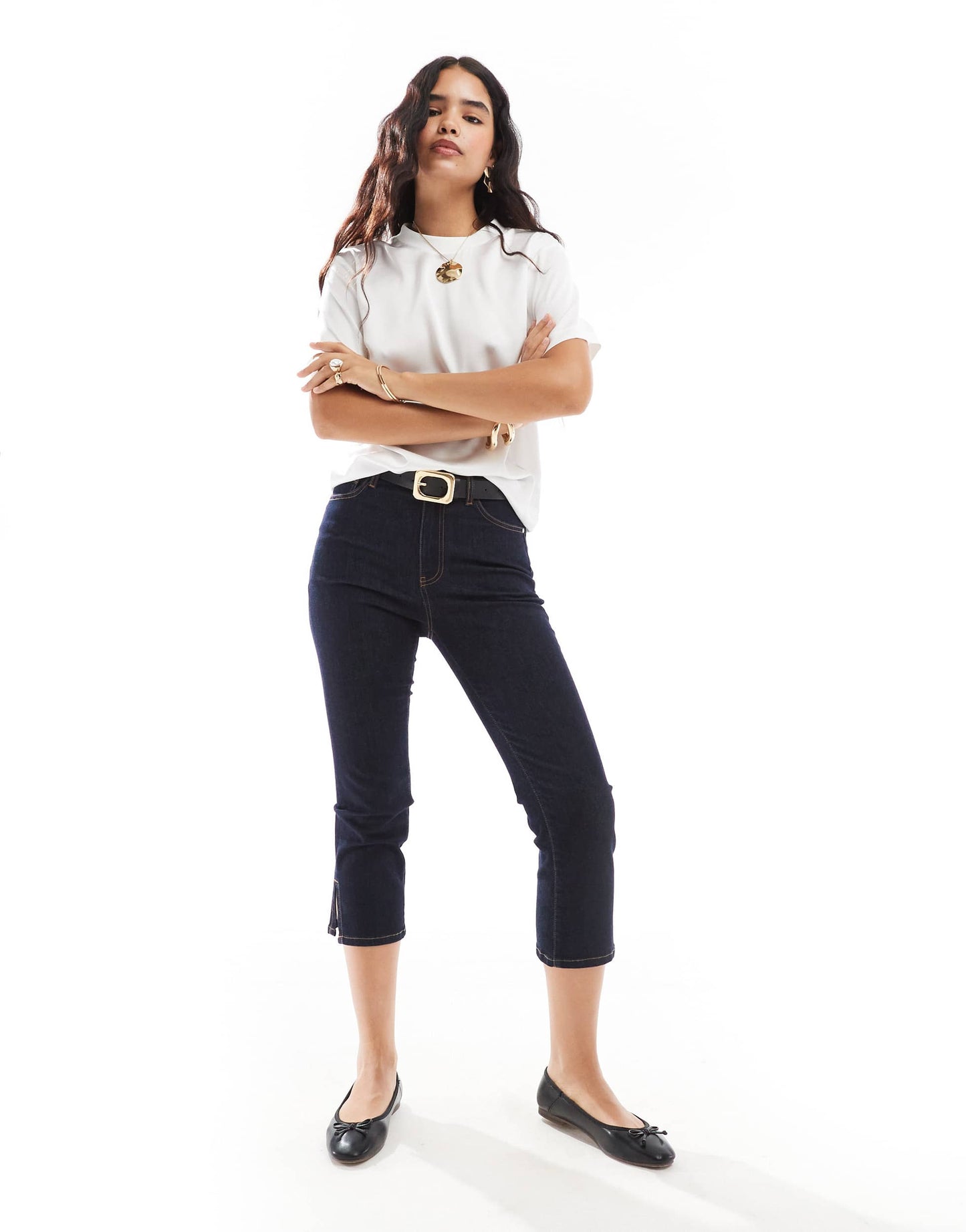 ASOS DESIGN satin t shirt with ribbed neckline in white