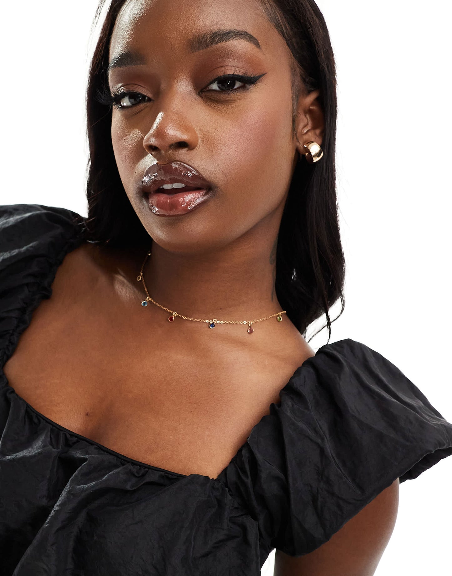 ASOS DESIGN Contrast bust taffeta off shoulder mini dress in black