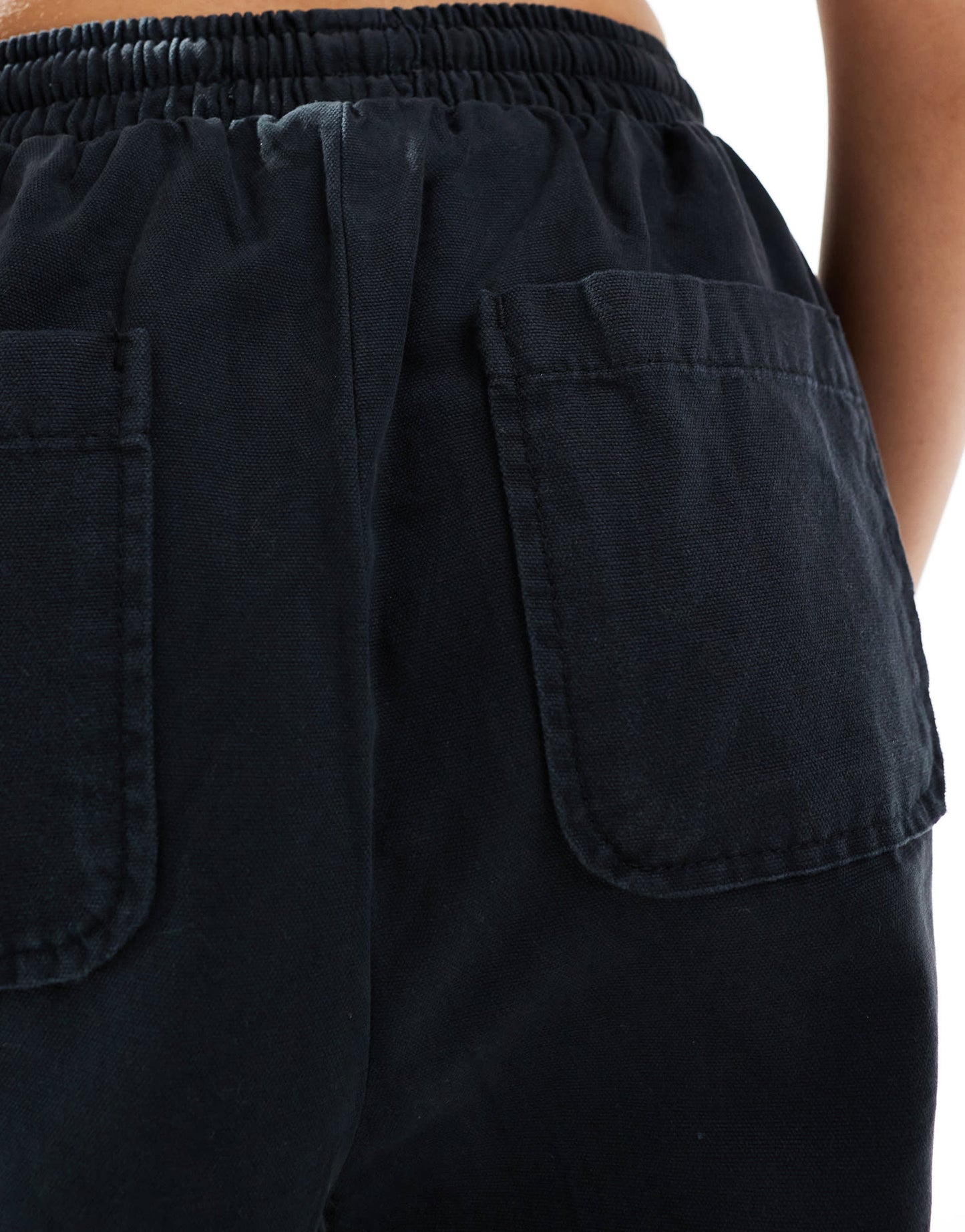 ASOS DESIGN oversized barrel leg pull on trousers in black