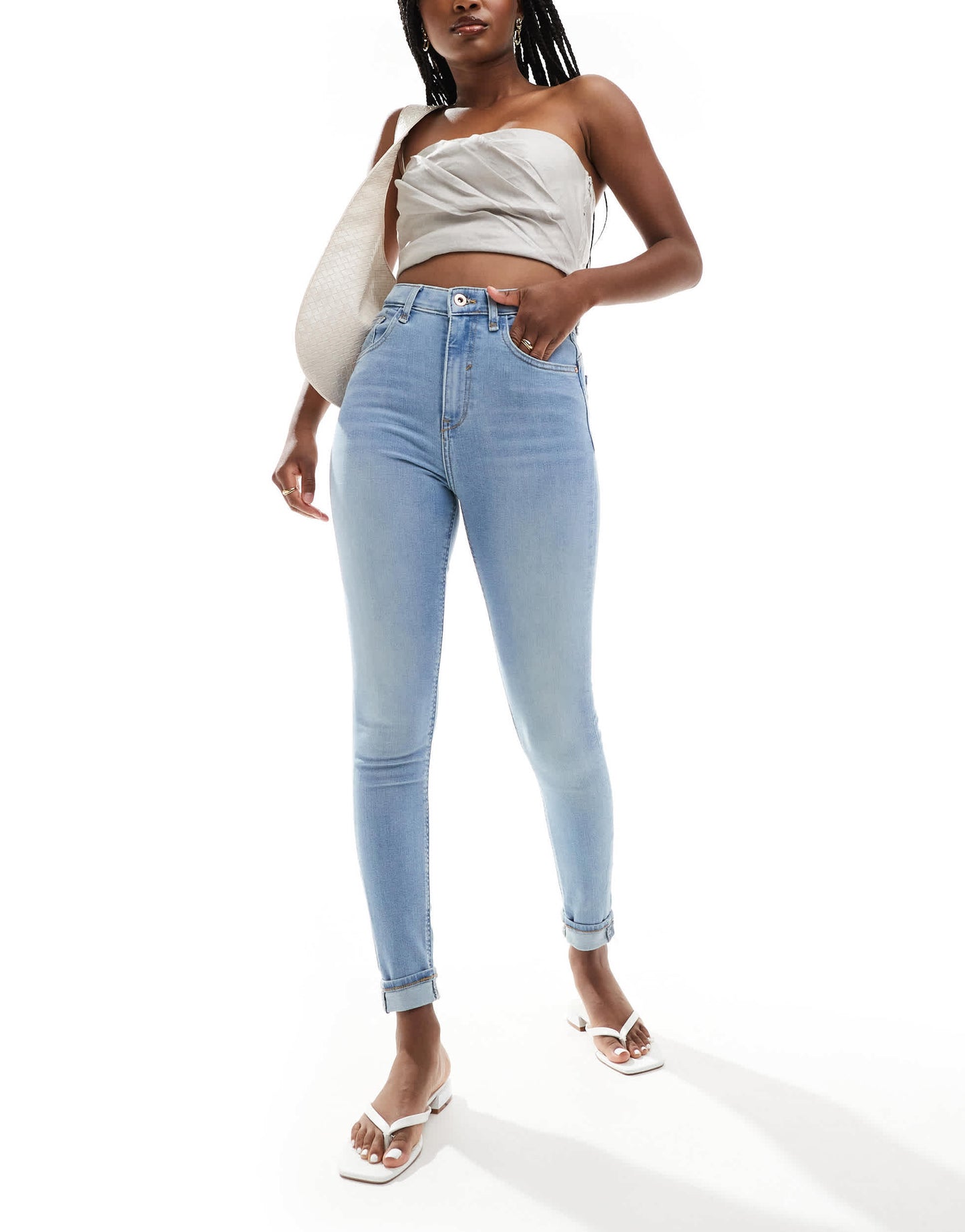 River Island high rise skinny jean in light blue