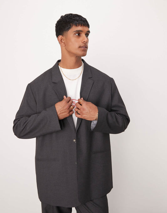 ASOS DESIGN oversized slouchy suit jacket in charcoal