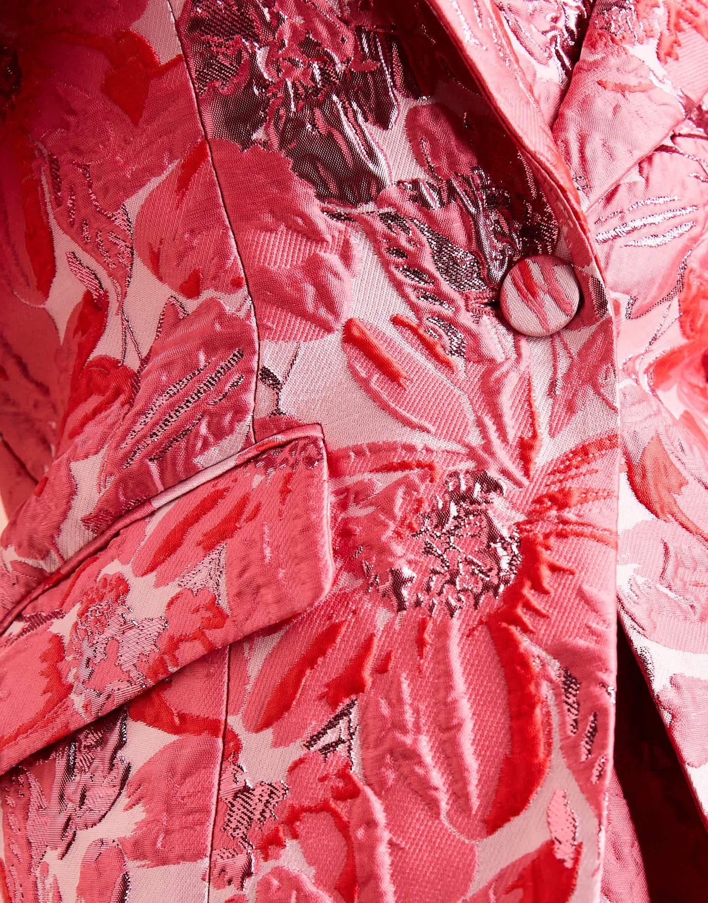 ASOS LUXE co-ord jacquard blazer with shoulder pads in pink floral print